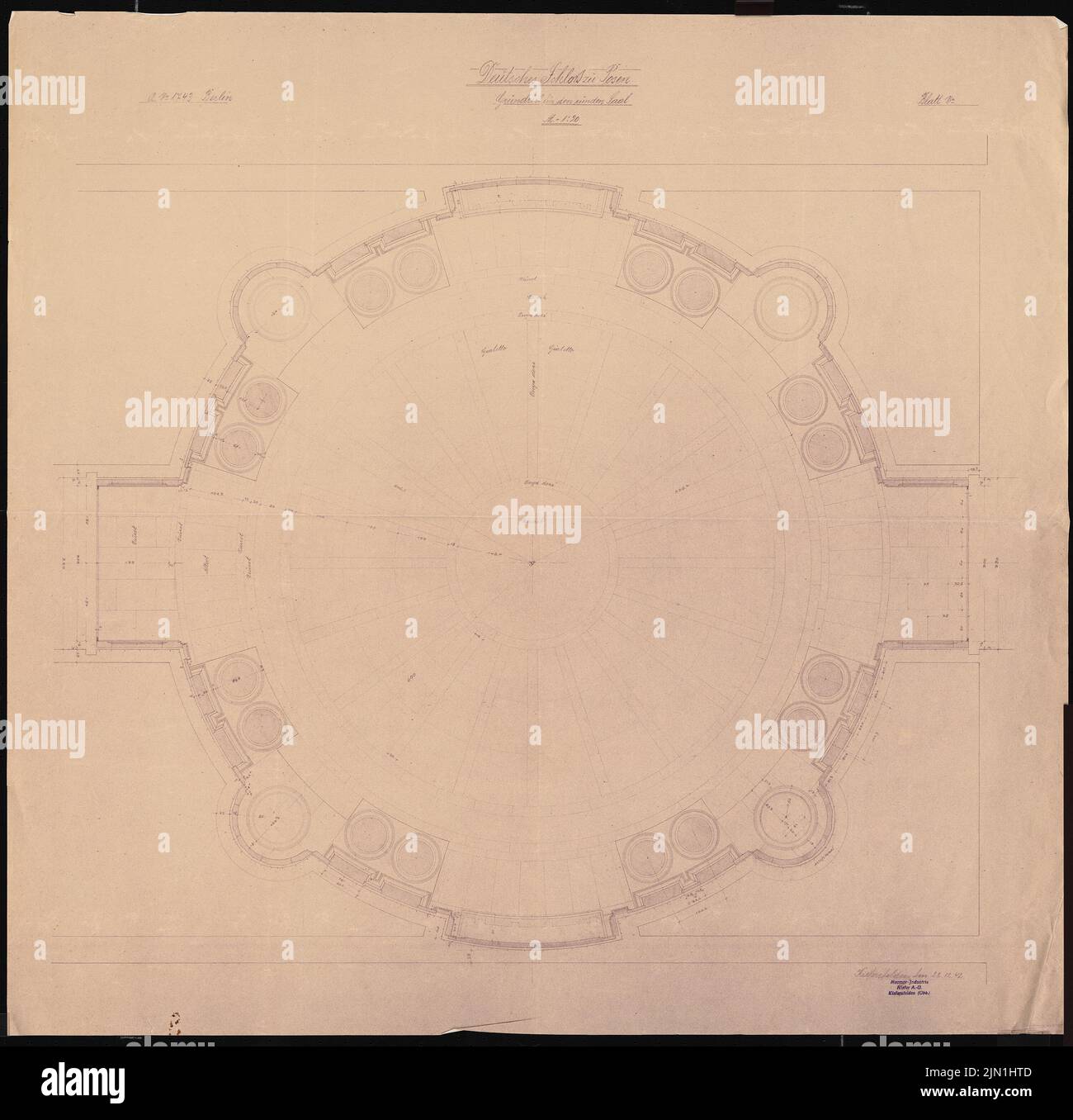 Böhmer Franz (1907-1943), Castello di Poznan, Poznan (1939-1943): Contenuto del piano N.N. rilevato. Materiale/tecnologia N.N. Recorded, 100 x 102,7 cm (compresi i bordi di scansione) Böhmer & Petrich : Schloss Posen, Posen. Umbau Foto Stock