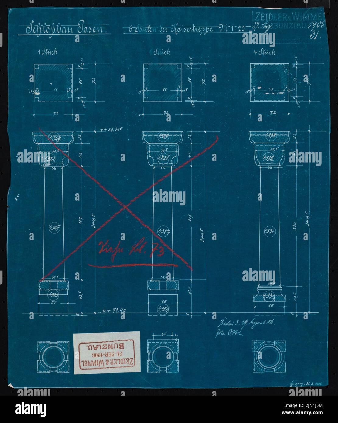 Böhmer Franz (1907-1943), Castello di Poznan, Poznan (1939-1943): Contenuto del piano N.N. rilevato. Materiale/tecnologia N. Catturato, 37 x 31,6 cm (inclusi i bordi di scansione) Zeidler & Wimmel, Berlino (geb. 1853): Königliches Residenzschloss Posen, Posen Foto Stock