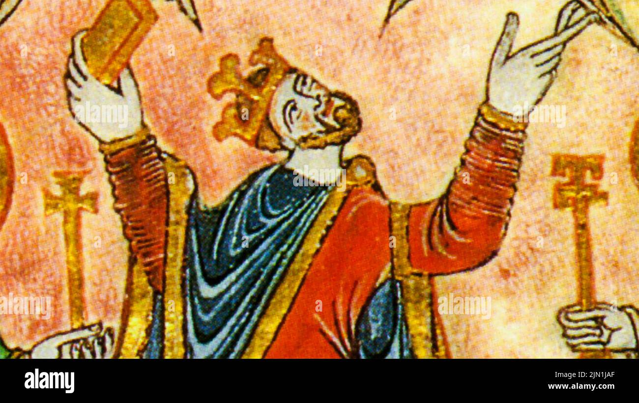 EDGAR DI WESSEX ( c 1052-1125) unincoroned re di Inghilterra come mostrato nella carta del nuovo Minster Foto Stock
