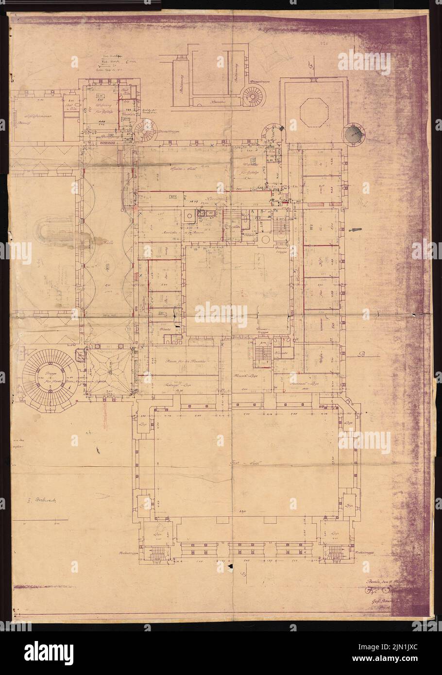 Böhmer Franz (1907-1943), Castello di Poznan, Poznan (1939-1943): Contenuto del piano N.N. rilevato. Materiale/tecnologia N. Catturato, 100 x 70 cm (compresi i bordi di scansione) Schwechten Franz (1841-1924): Königliches Residenzschloss Posen, Posen Foto Stock