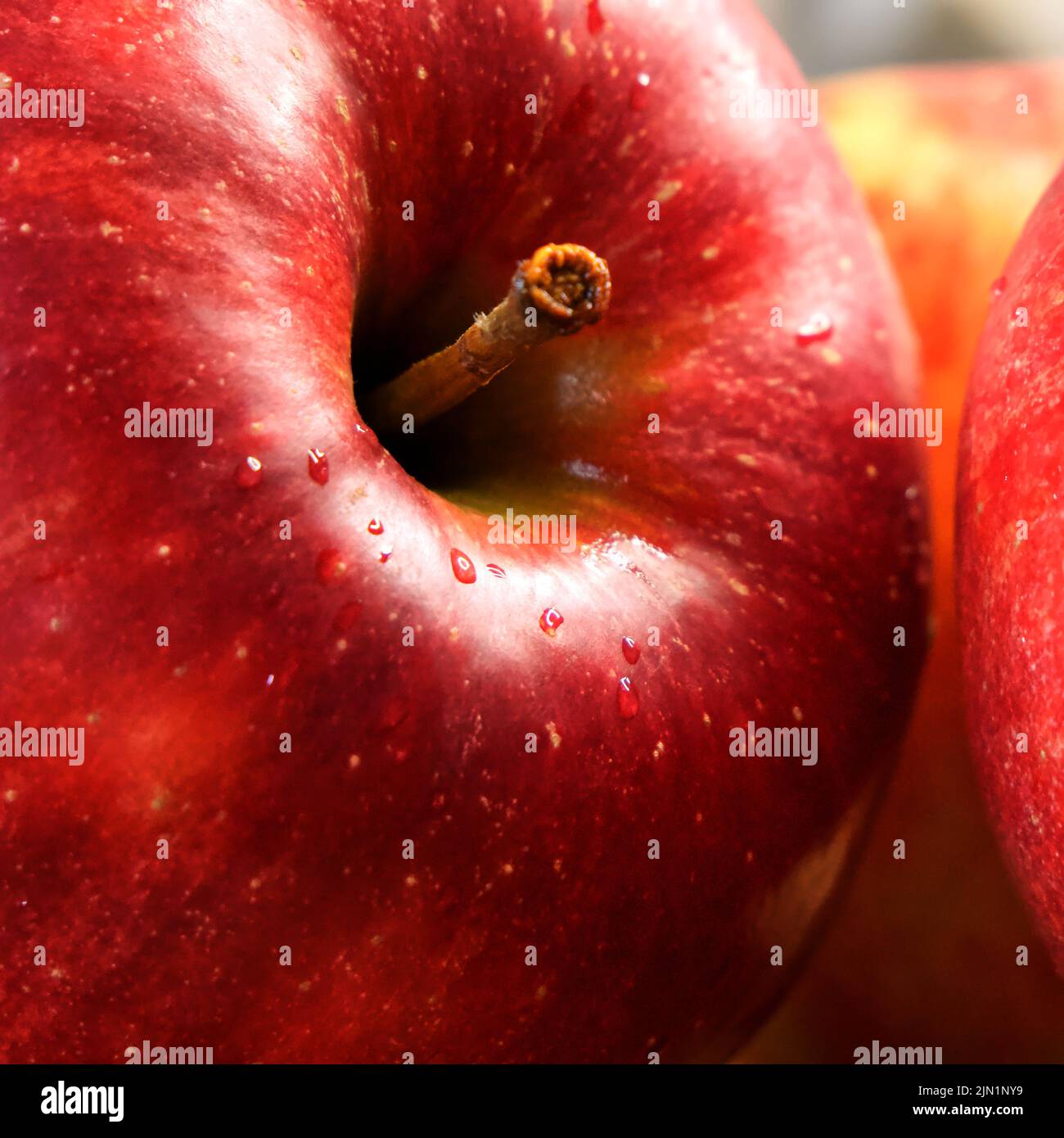 Grande mela rossa matura, macro shot. Un bel frutto. Foto Stock