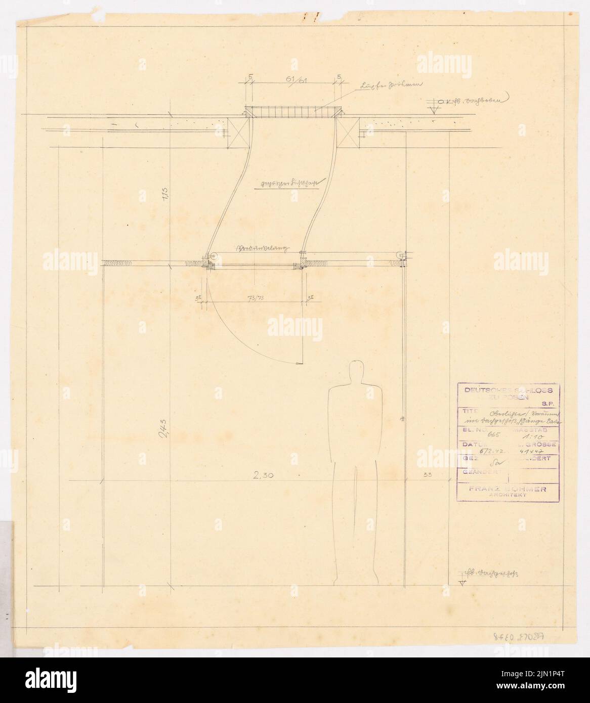 Böhmer Franz (1907-1943), Castello di Poznan, Poznan (1939-1943): Contenuto del piano N.N. rilevato. Materiale/tecnologia N. Catturato, 49,7 x 44,6 cm (compresi i bordi di scansione) Böhmer & Petrich : Schloss Posen, Posen. Umbau Foto Stock