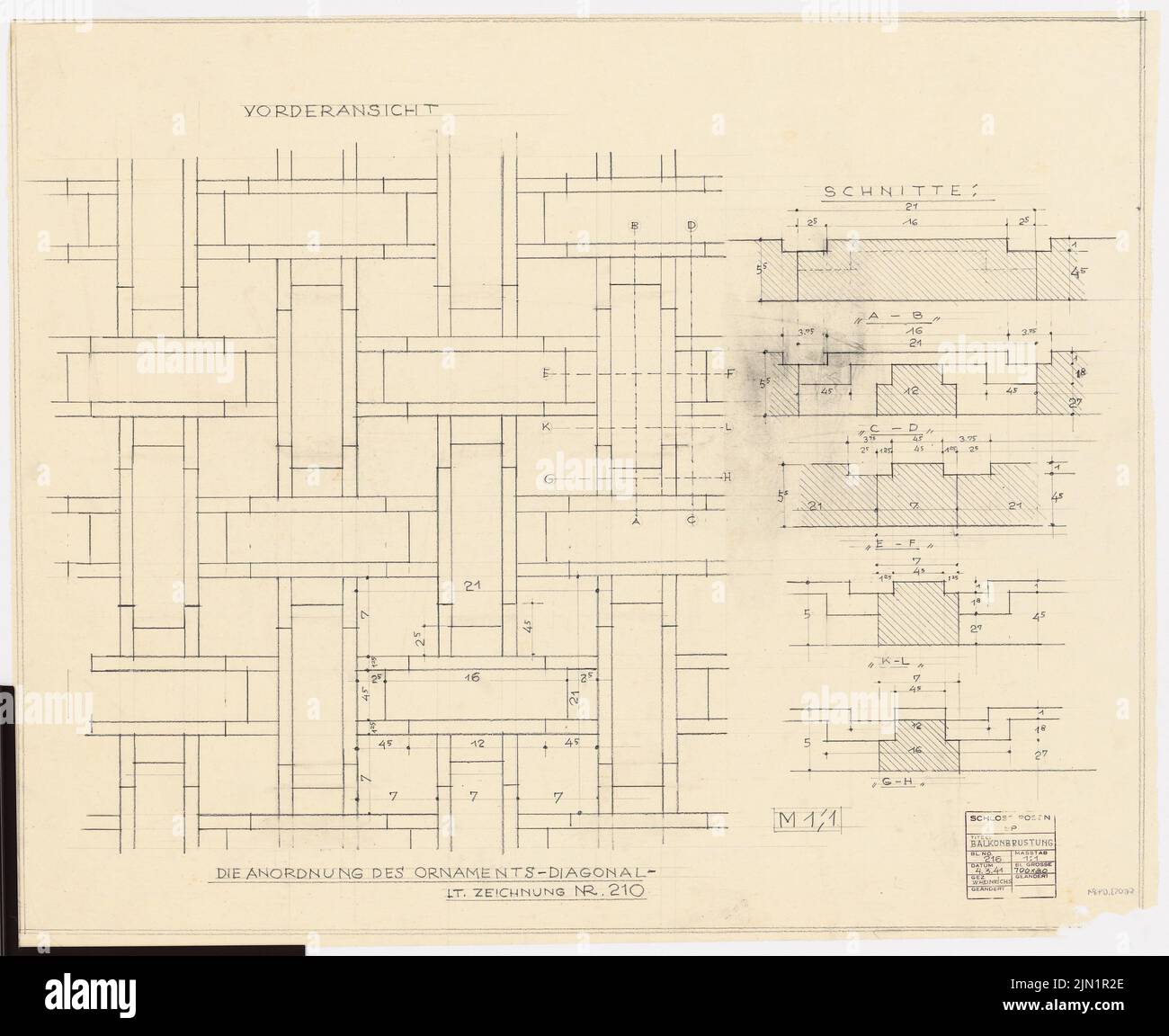 Böhmer Franz (1907-1943), Castello di Poznan, Poznan (1939-1943): Contenuto del piano N.N. rilevato. Materiale/tecnologia N. Catturato, 84 x 102,8 cm (compresi i bordi di scansione) Böhmer & Petrich : Schloss Posen, Posen. Umbau Foto Stock