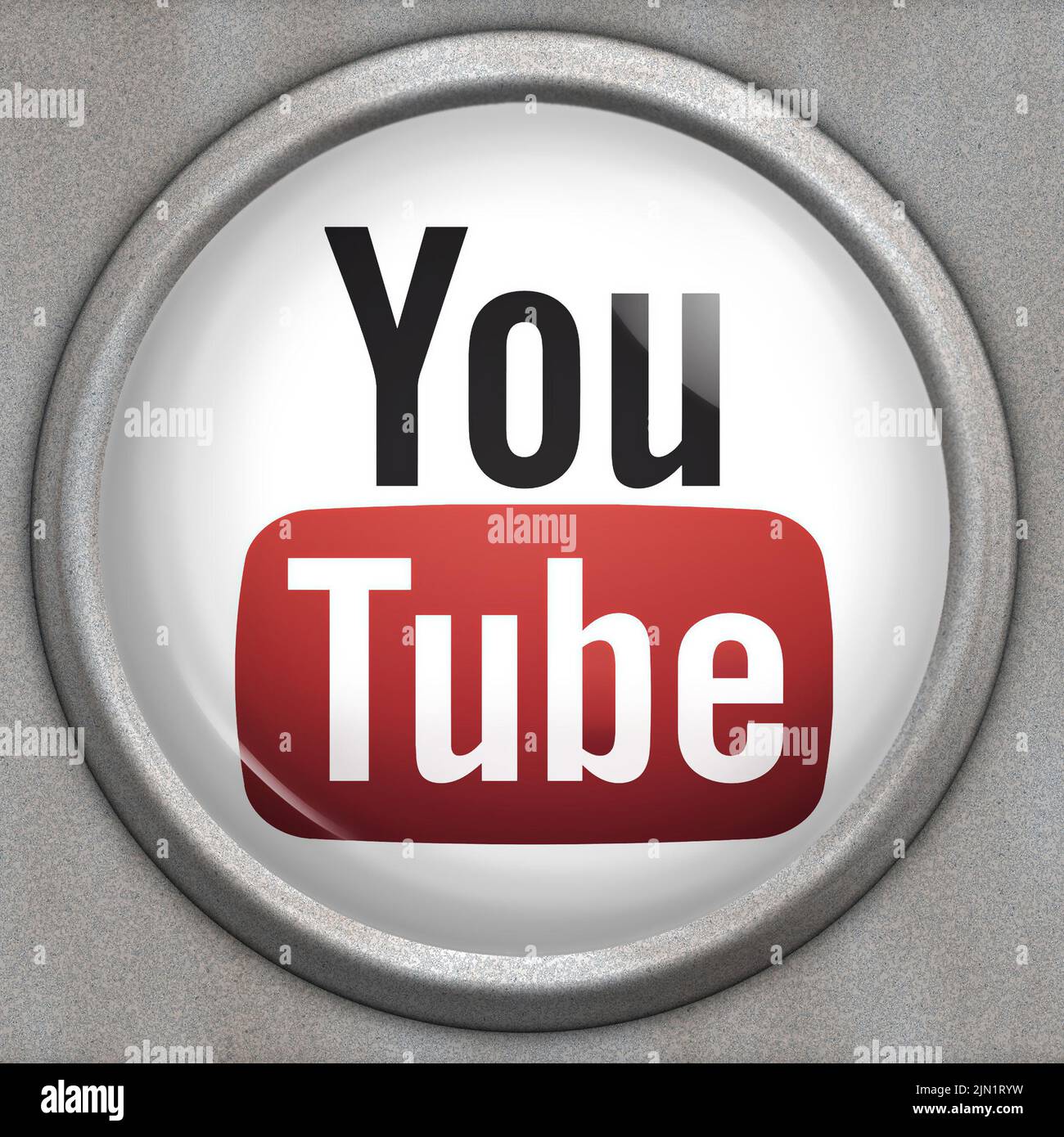 Pulsante con logo del servizio di social media YouTube Foto Stock