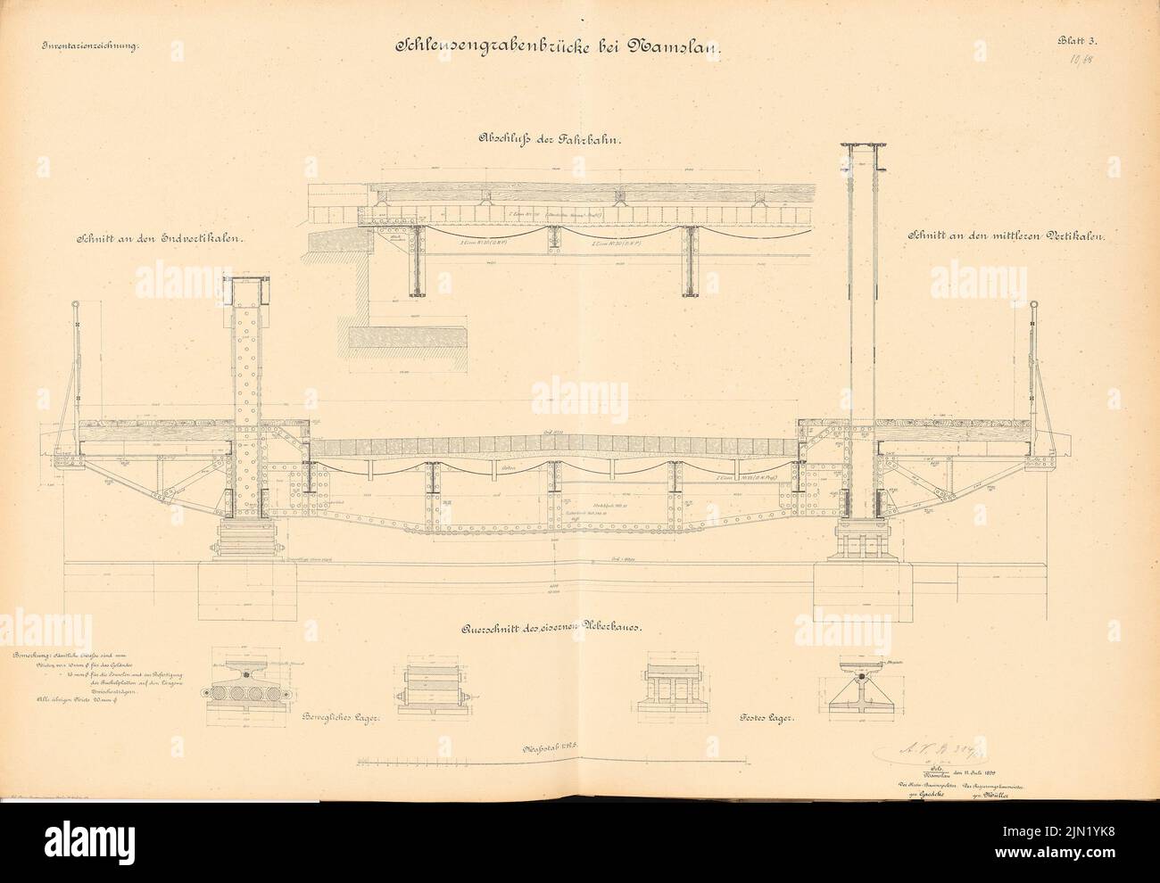 N.N., Schleusengrabenbrücke, Namlau: Tagli, dettagli 1: 12,5. Litografia su carta, 64,4 x 93 cm (compresi i bordi di scansione) N. : Schleusengrabenbrücke, Namslau Foto Stock