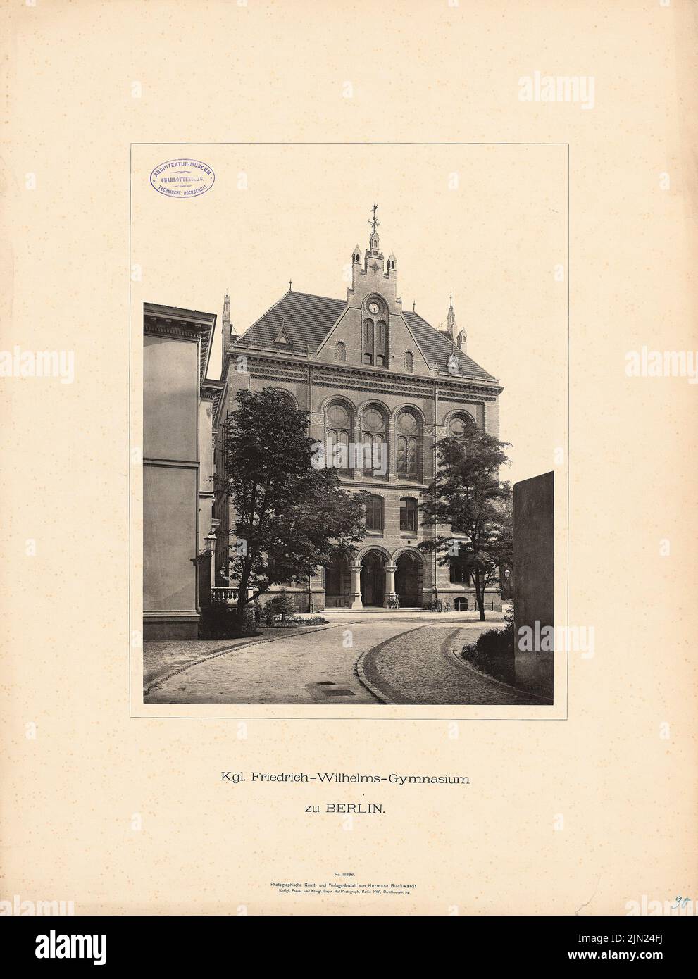 Schulze Friedrich (1843-1912), Friedrich-Wilhelm-Gymnasium, Berlino: Vista frontale. Stampa leggera sul cartone, 63,4 x 48,3 cm (compreso il bordo di scansione). Foto Stock