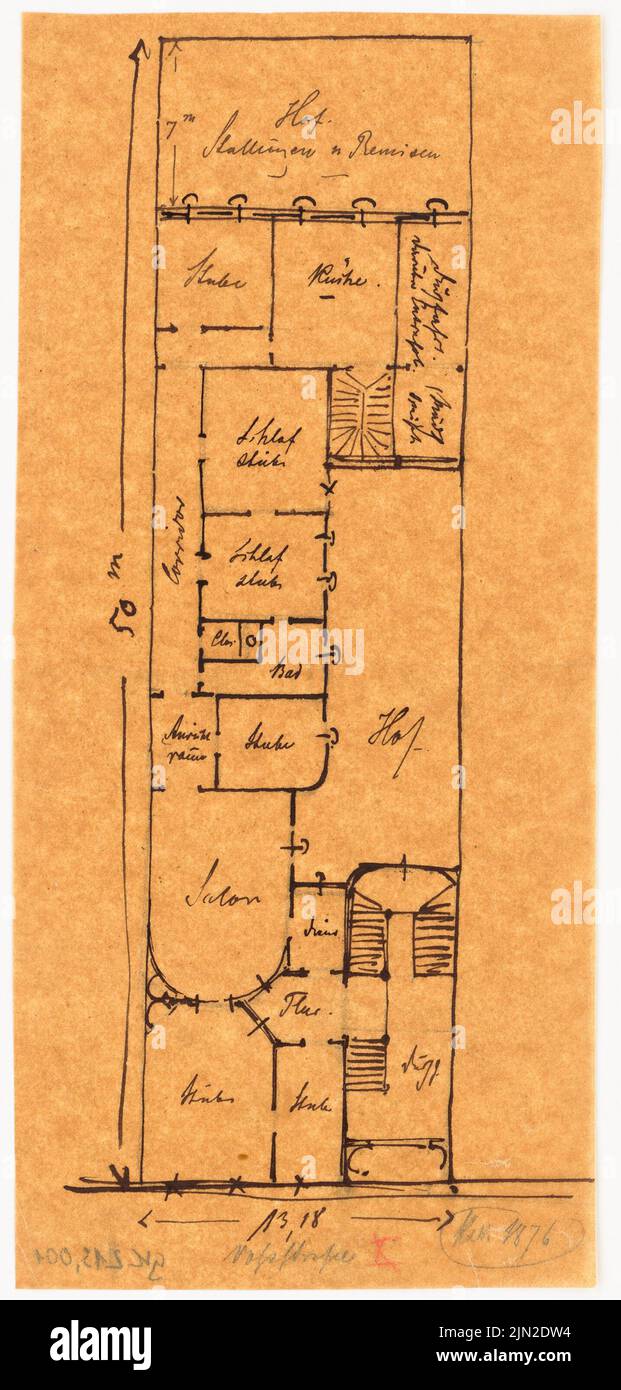Knoblauch & Wex, edificio residenziale Voßstraße, Berlino: Pianta. Inchiostro su trasparente, 28 x 13,4 cm (inclusi i bordi di scansione) Foto Stock