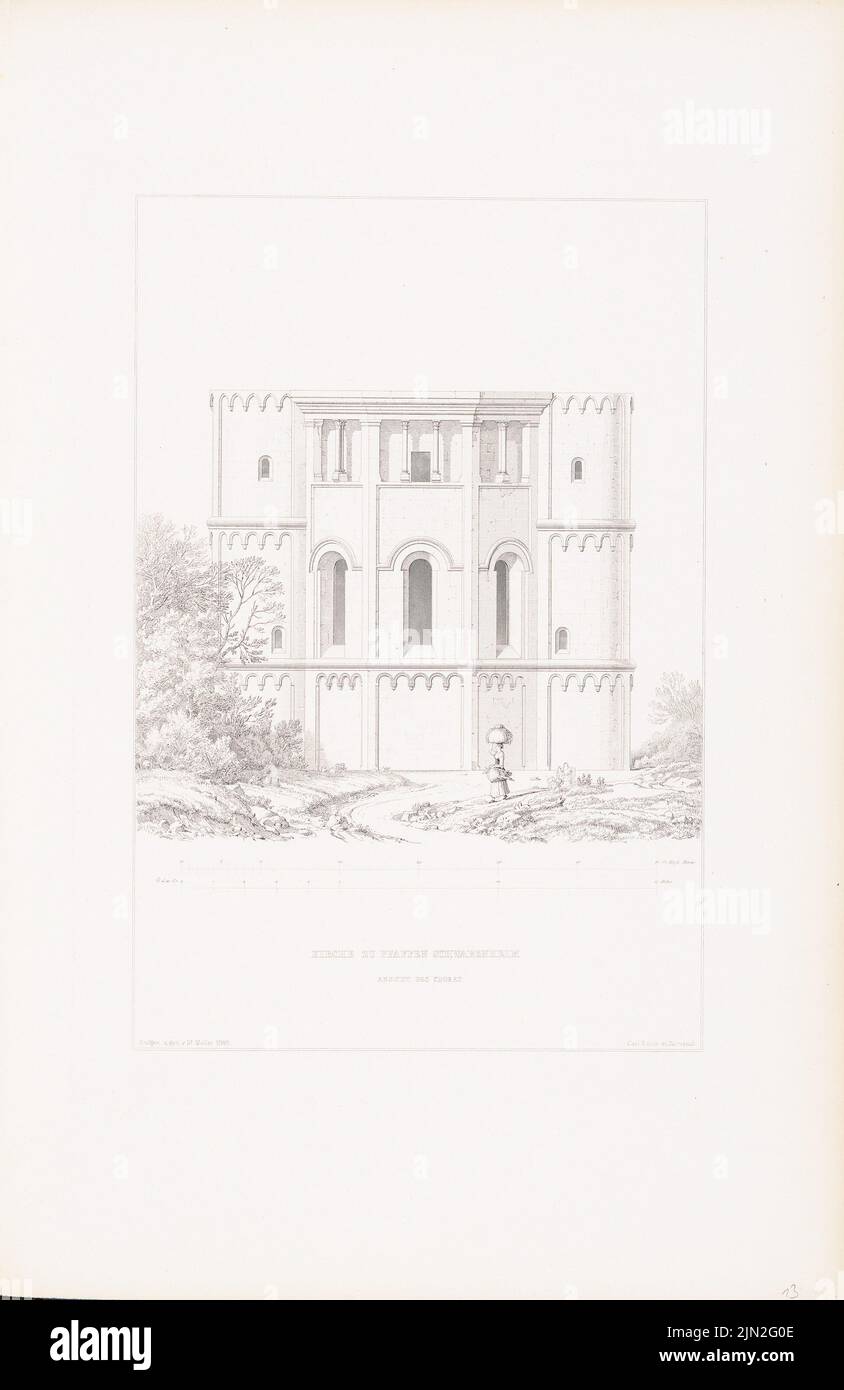 Müller F., Chiesa, Pfaffen-Schwabenheim. (Da: Denkmäler d.. Architettura tedesca, Drag. V. Hessische Verein F.D. Opere medievali medievali, Darmstadt, Vol. 1, Atlas, 1856): Vista del coro 1:75. Litografia su cartone, 54,1 x 35,1 cm (inclusi i bordi di scansione) Foto Stock