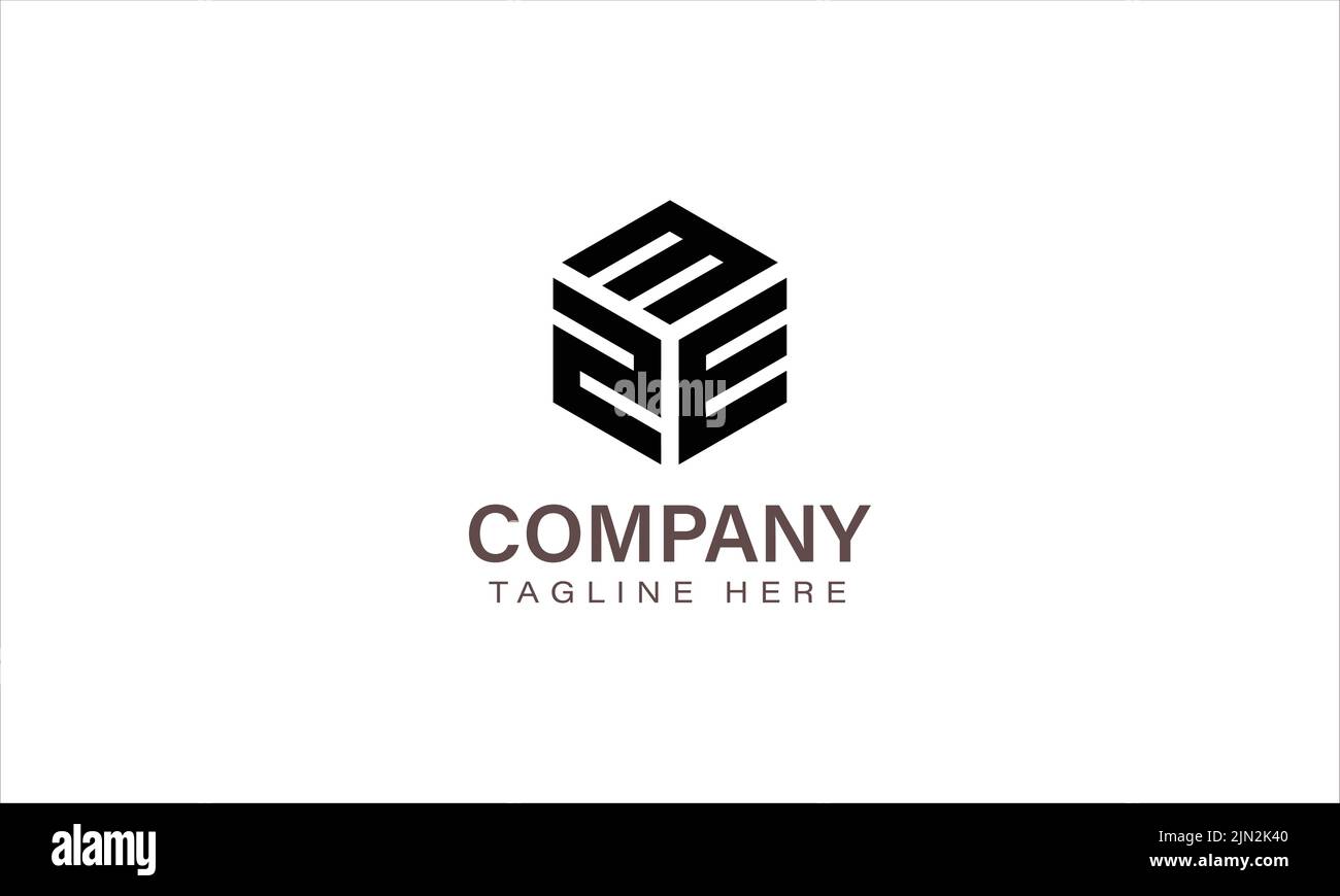Logo MZE Letter, Logo a tre lettere, modello di icone vettoriali forma esagonale M Z E. Illustrazione Vettoriale