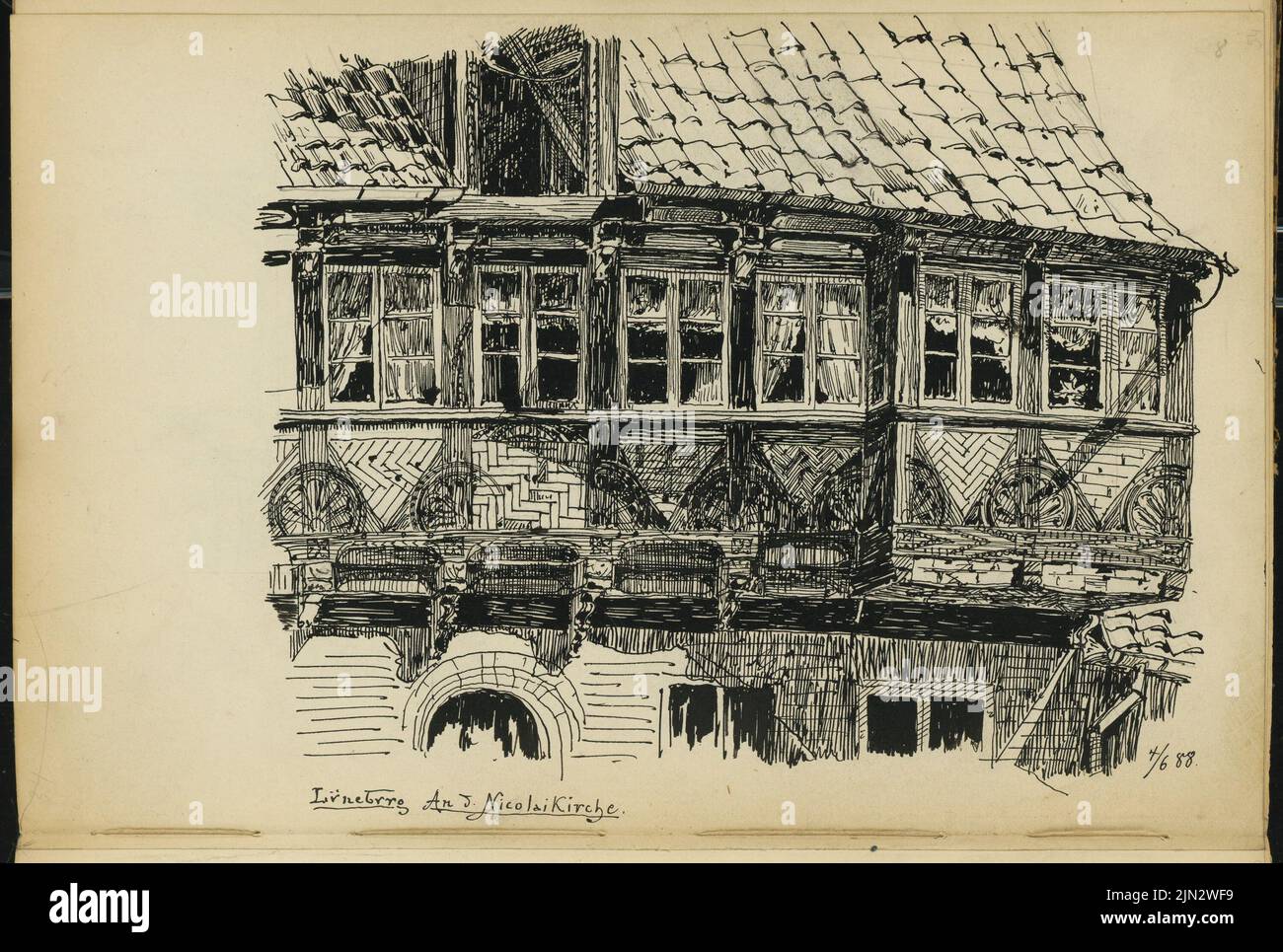 Stiehl otto (1860-1940): Schizzo e album fotografico 1: Edificio residenziale vicino a San Nikolai, Lüneburg Foto Stock