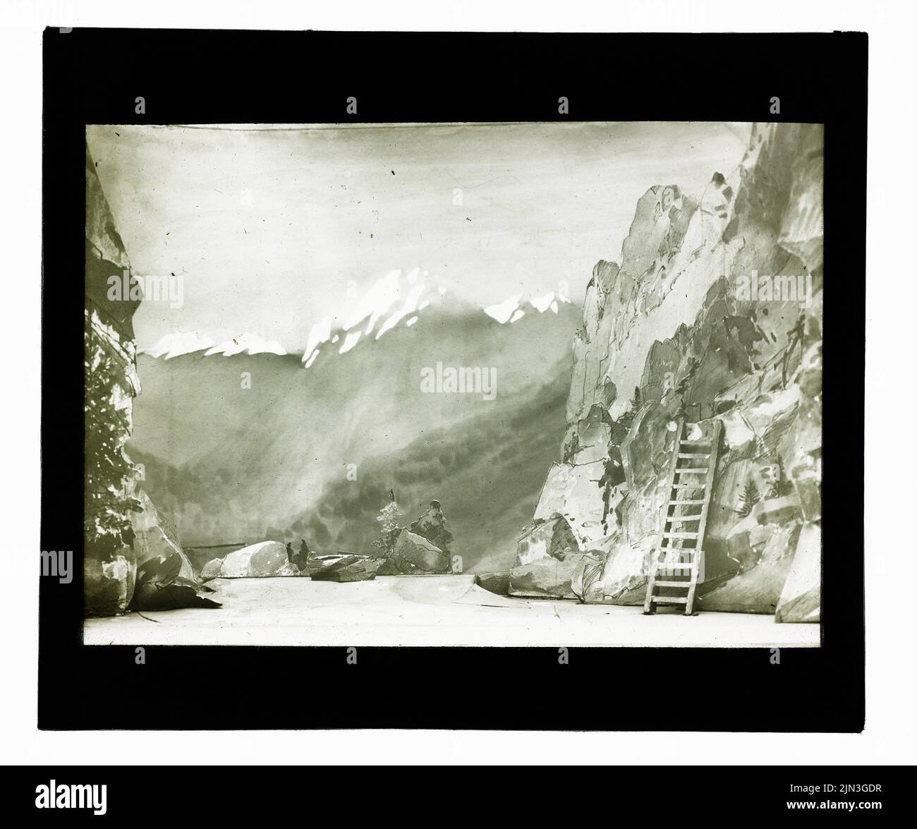 Scenico design: paesaggio di montagna con testa Foto Stock