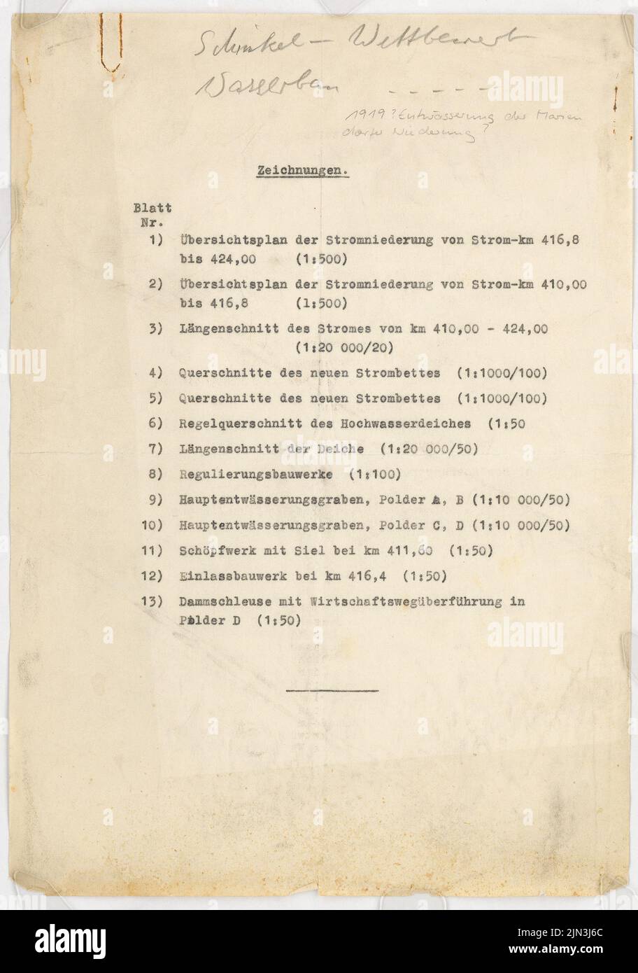N.N.: Drenaggio del Mariendorfer Niederung, Berlin-Mariendorf. Schinkel concorrenza 1919 (?) Foto Stock