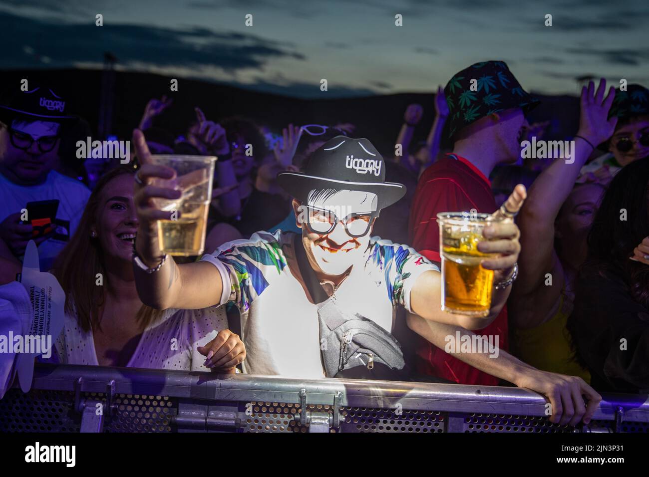 Belfast, Regno Unito. 08th ago 2022. 8th agosto 2022 Timmy Trumpet Headlines Féile Dance Night at Falls Park è stato sostenuto da Bryan Kearney e John o'Callaghan Credit: Bonzo/Alamy Live News Foto Stock