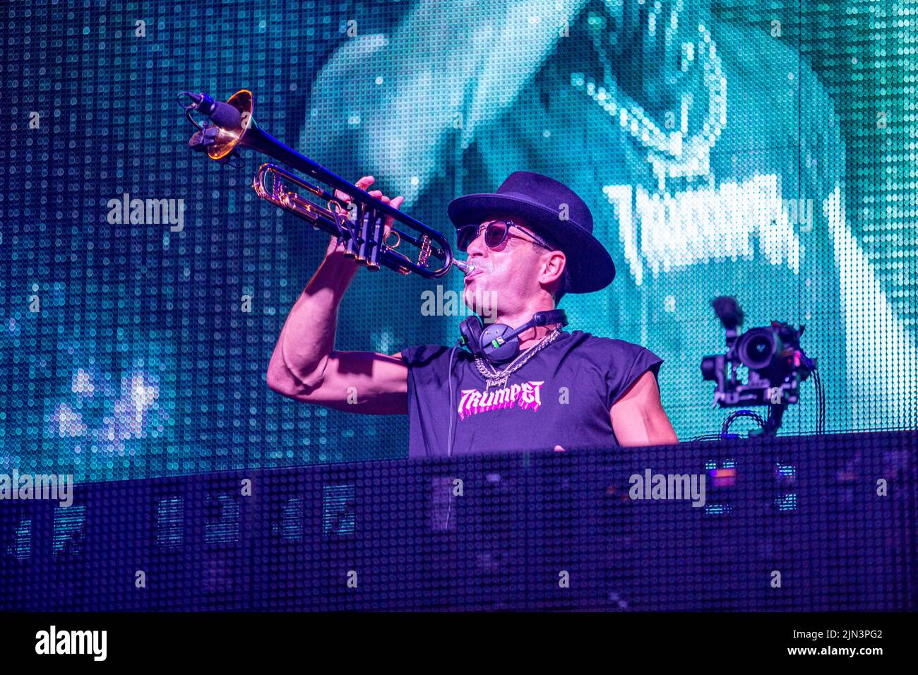 Belfast, Regno Unito. 08th ago 2022. 8th agosto 2022 Timmy Trumpet Headlines Féile Dance Night at Falls Park è stato sostenuto da Bryan Kearney e John o'Callaghan Credit: Bonzo/Alamy Live News Foto Stock