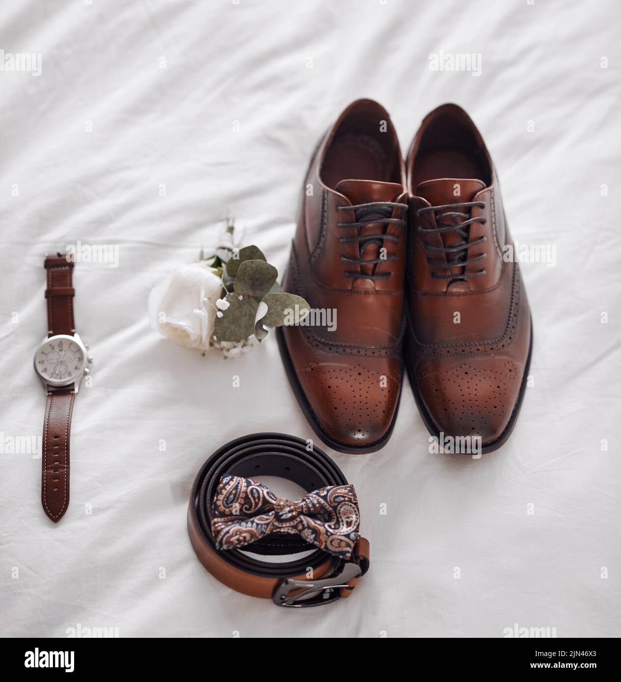 Questo è ciò che completerà il tuo look. Scarpe da uomo e accessori. Foto Stock