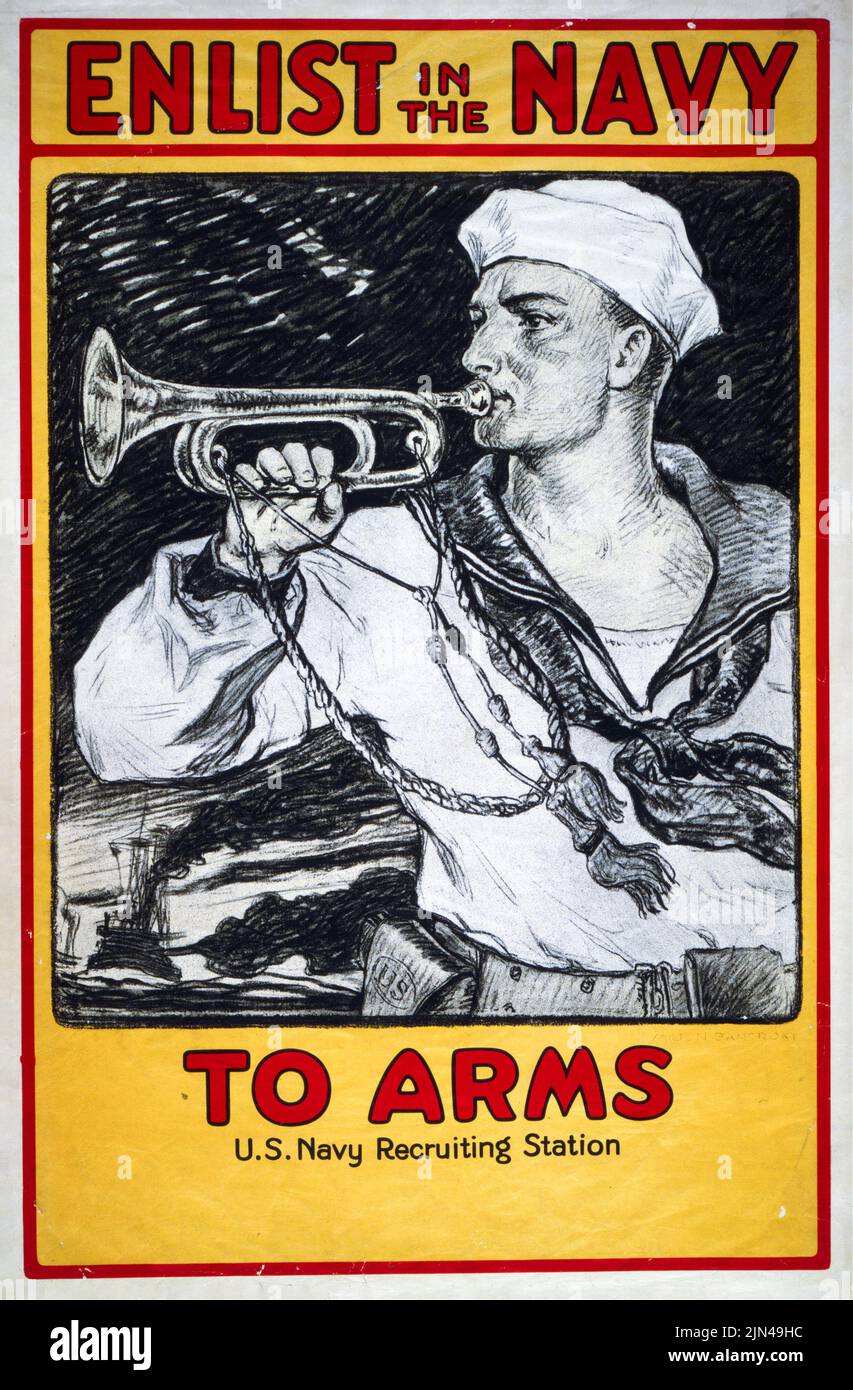 Arruolarsi in Marina, ad armi (1917) American World War i era poster di Milton Bancroft Foto Stock