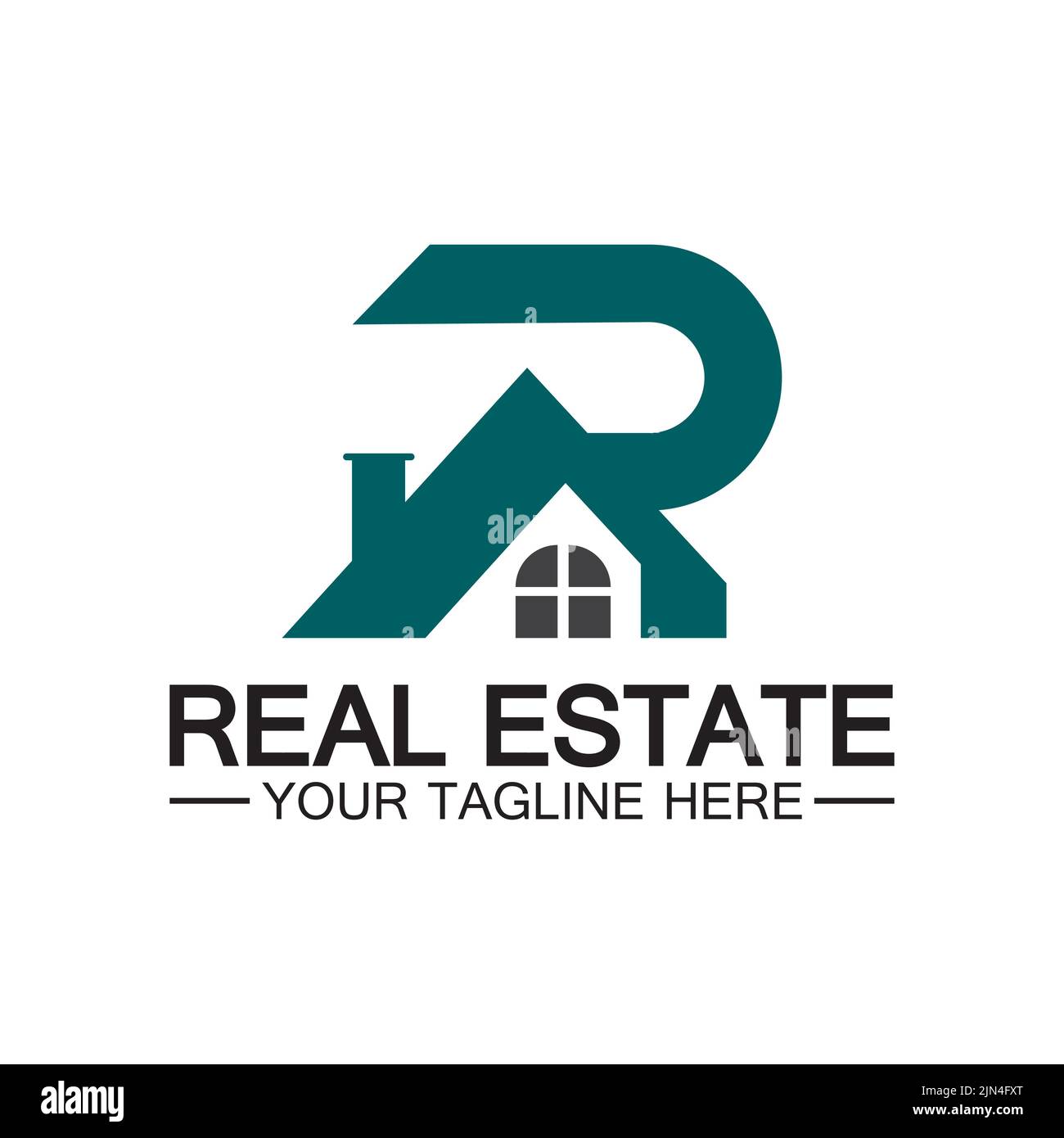 Lettera iniziale R immobiliare e logo casa disegno vettore illustrazione Illustrazione Vettoriale
