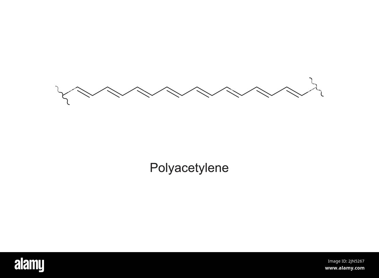 Struttura chimica del polimero di poliacetilene su sfondo bianco. Illustrazione Vettoriale