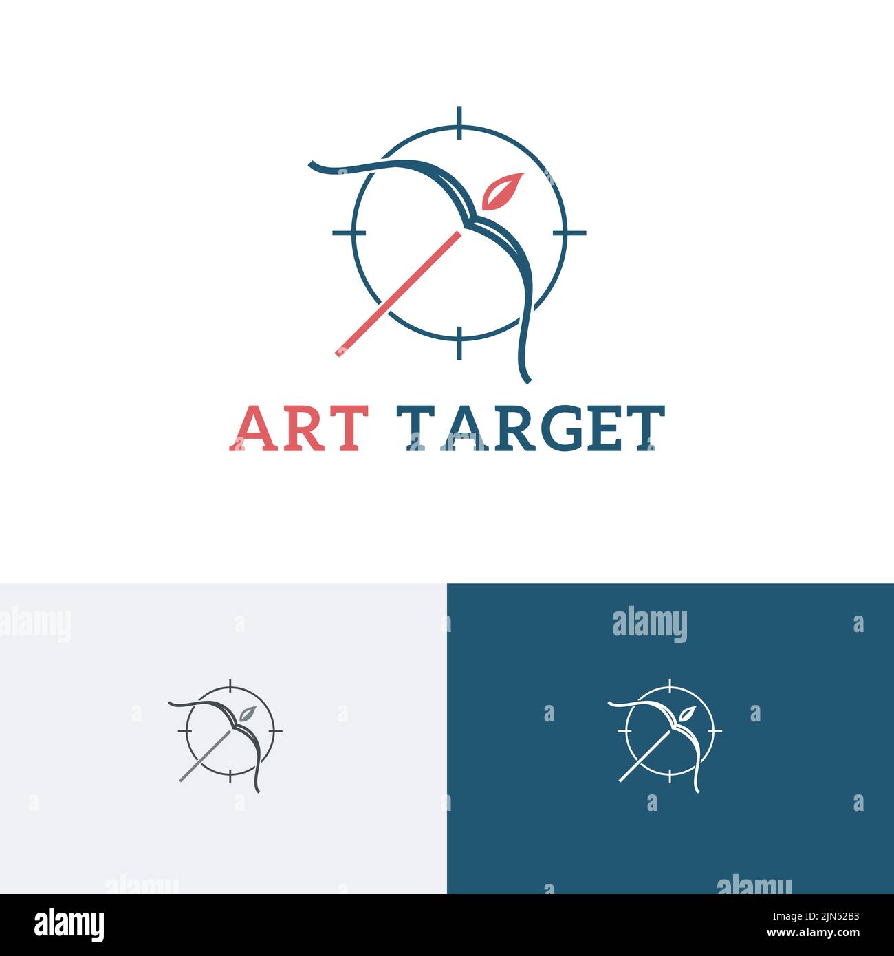 Art Target Hunter Caccia Pittura Brush Bow Logo Illustrazione Vettoriale