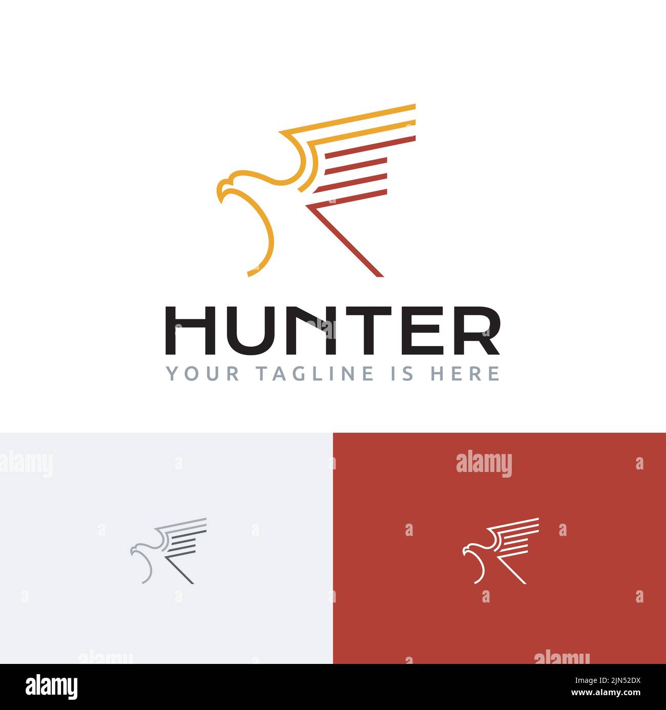 Logo Hunter Eagle Falcon Hawk Abstract Line Illustrazione Vettoriale