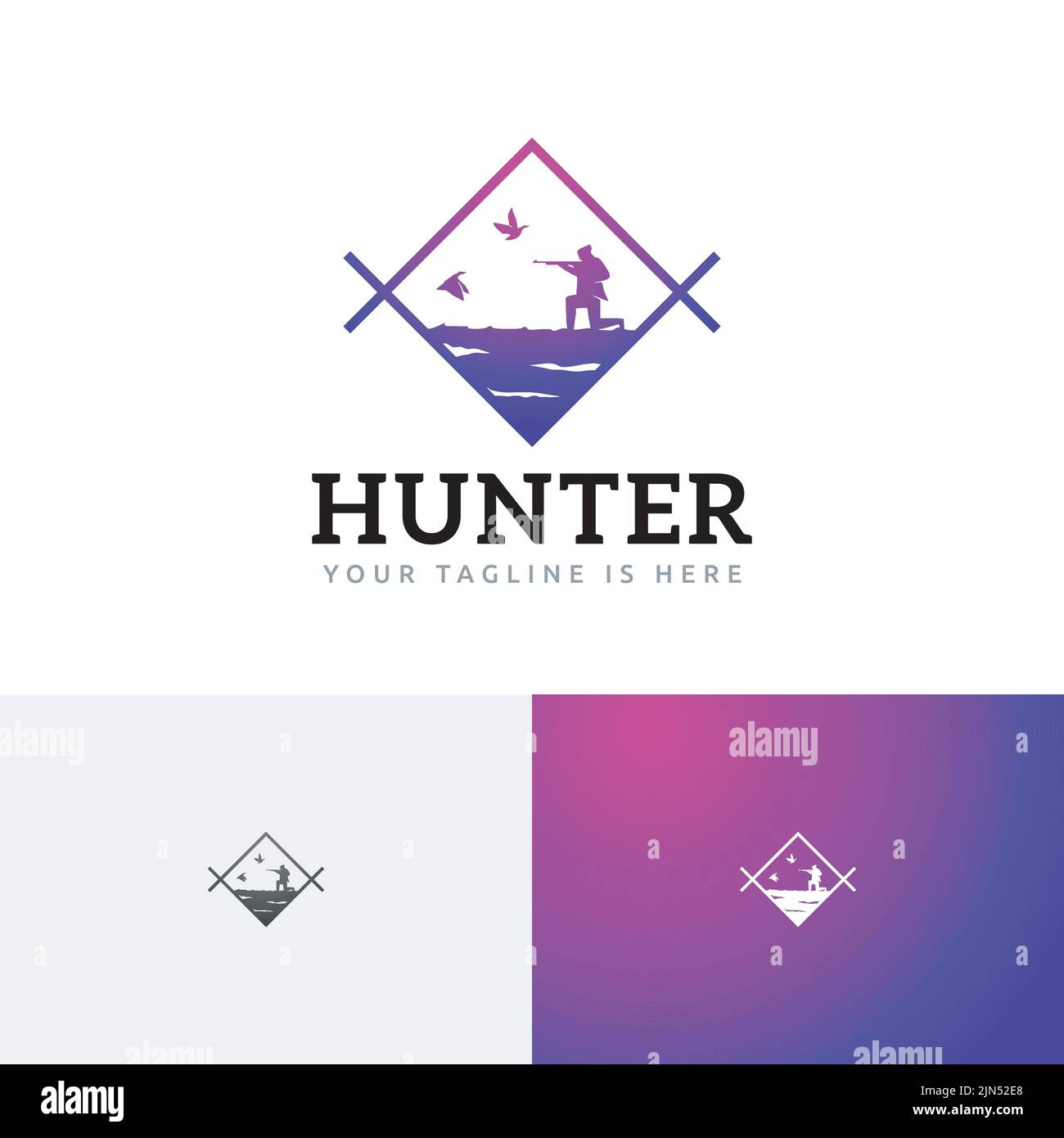 Logo in stile vintage della stagione di caccia all'anatra Hunter Shot Illustrazione Vettoriale