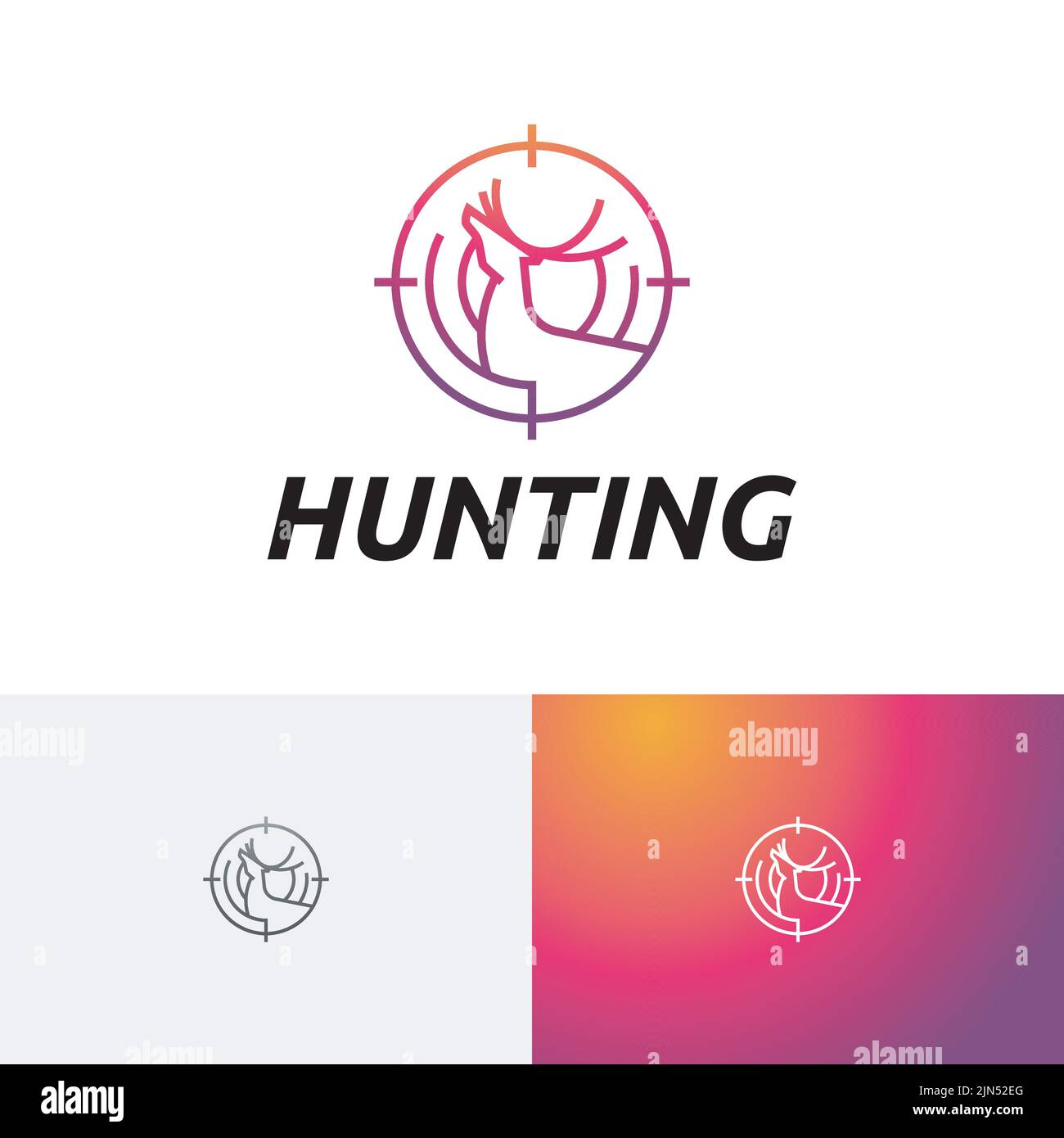 Cerchio di caccia al cervo elegante logo stile linea Illustrazione Vettoriale