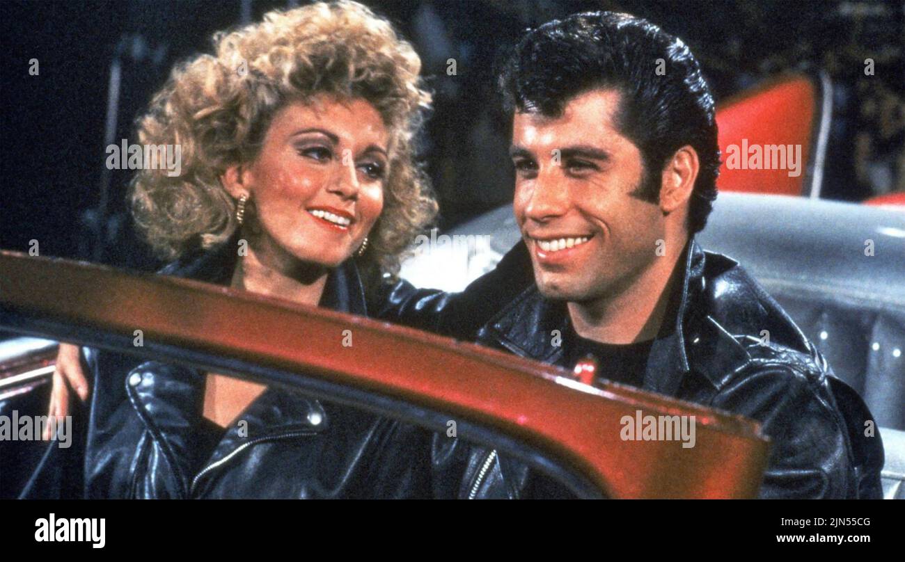 GREASE 1971 Paramount Pictures film con Olivia Newton-John e John Travolta Foto Stock