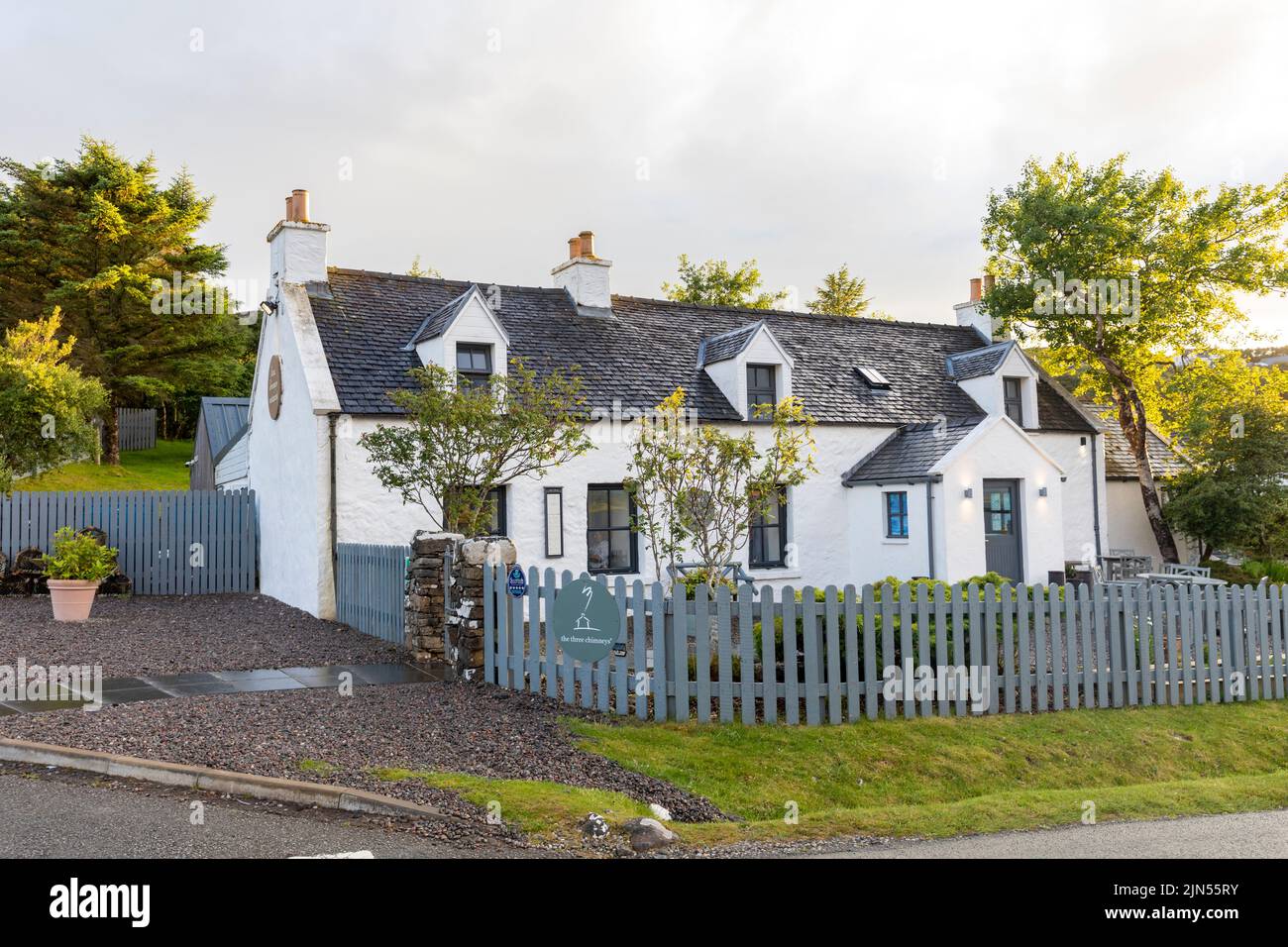 Isola di aSkye, Scozia, il ristorante Three Chimneys sull'Isola di Skye, Scozia, Regno Unito, estate 2022 Foto Stock