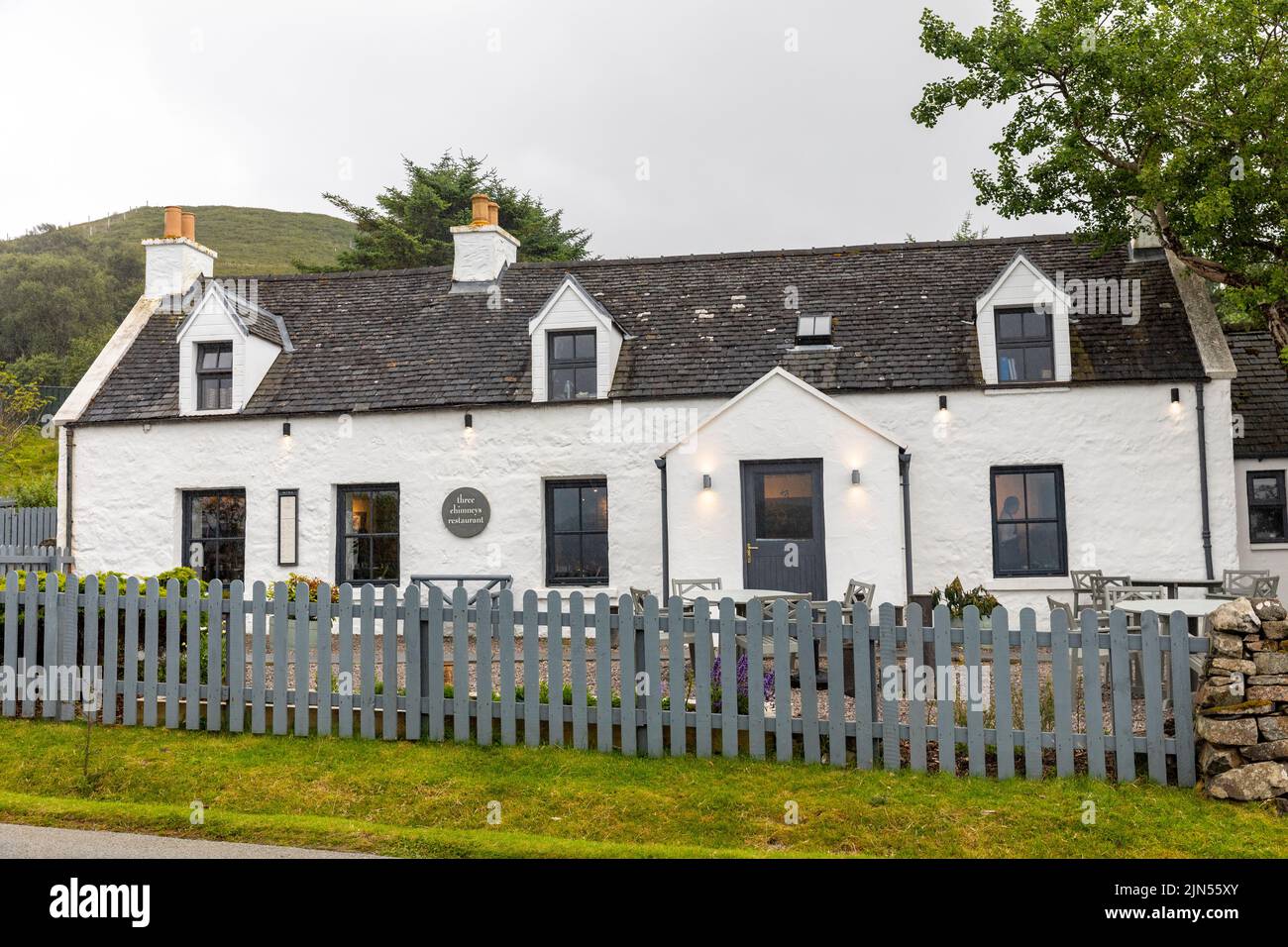 Isola di aSkye, Scozia, il ristorante Three Chimneys sull'Isola di Skye, Scozia, Regno Unito, estate 2022 Foto Stock