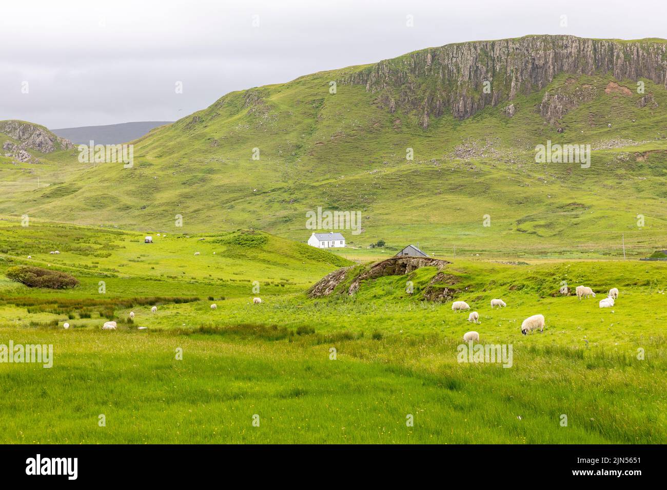 Isola di Skye paesaggio in estate, Duntulm frazione zona Trotternish, Scozia, Regno Unito Foto Stock