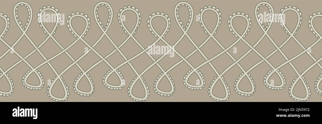 Ricamo a corda in loop decorazione bordo senza cuciture Illustrazione Vettoriale