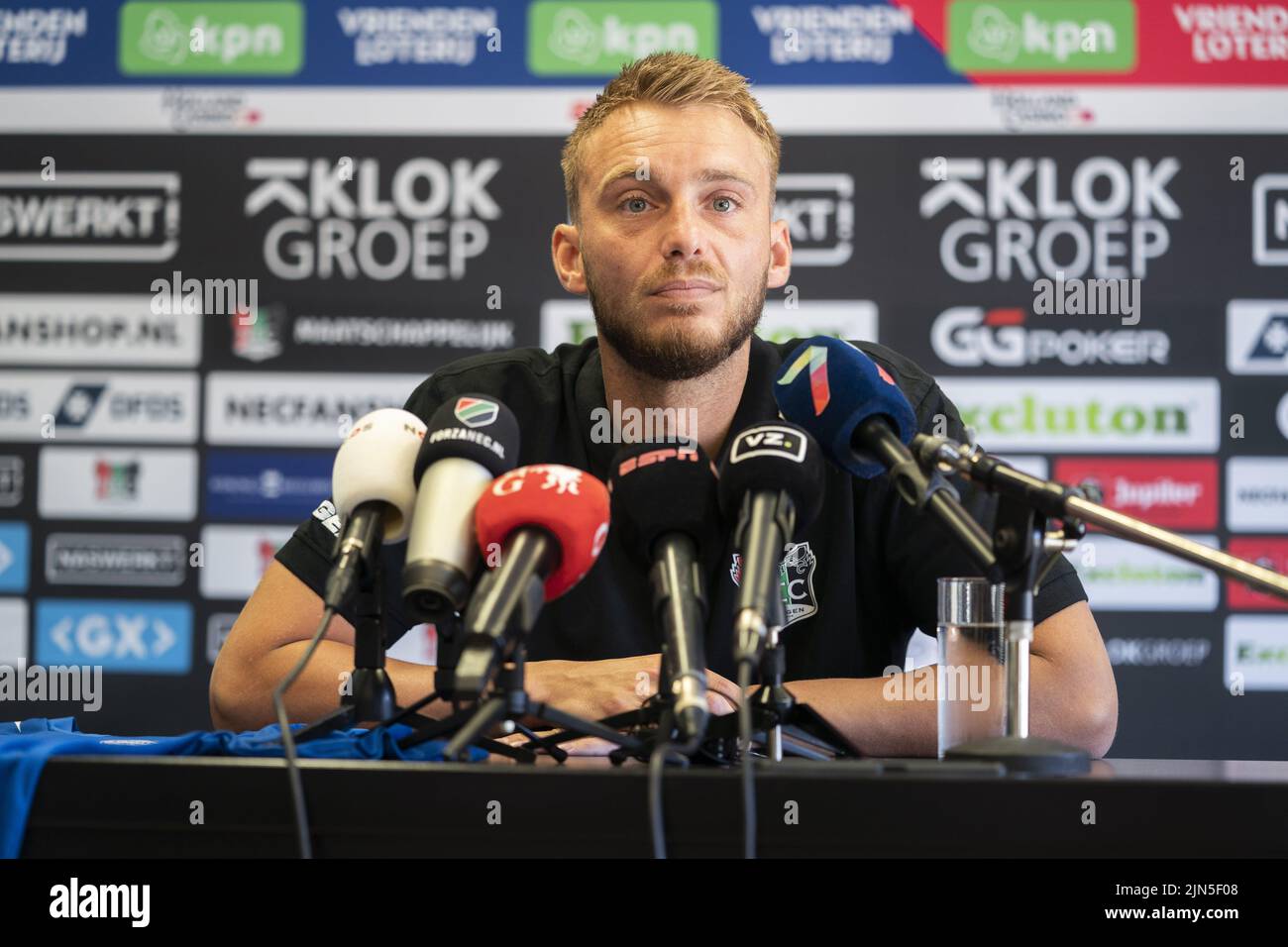 2022-08-09 10:58:34 NIJMEGEN - Jasper Cillessen durante la sua presentazione al NEC. Il portiere di 33 anni si è impegnato nel club di Nijmegen per tre anni. Lasciò la formazione di Gelderland nel 2011 per Ajax e in seguito suonò anche per il FC Barcelona e Valencia. ANP JEROEN JUMELET olanda OUT - belgio OUT Foto Stock