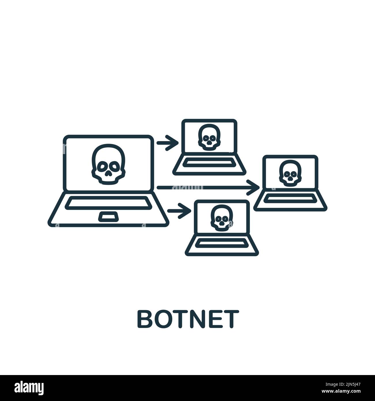 Icona botnet. Icona monocromatica Simple Cybercrime per modelli, web design e infografiche Illustrazione Vettoriale