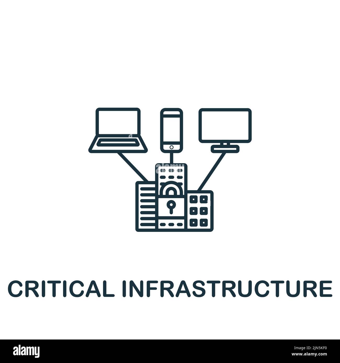 Icona infrastruttura critica. Icona monocromatica Simple Cybercrime per modelli, web design e infografiche Illustrazione Vettoriale
