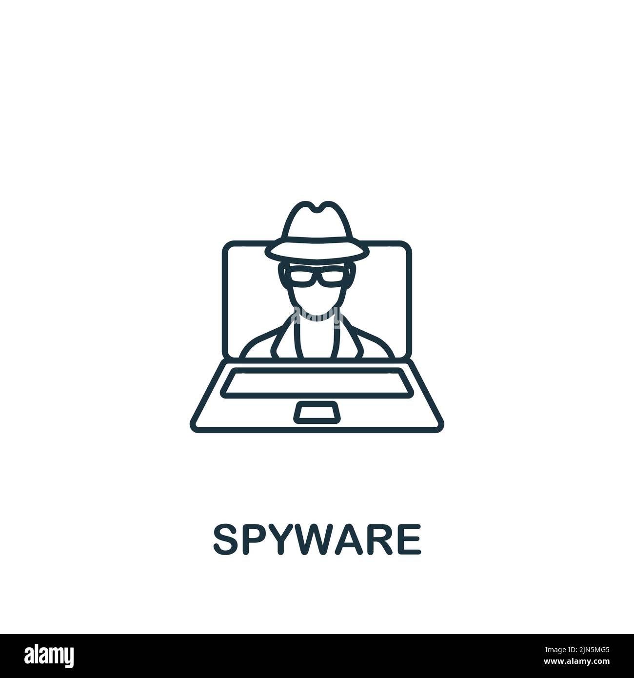 Icona spyware. Icona monocromatica Simple Cybercrime per modelli, web design e infografiche Illustrazione Vettoriale