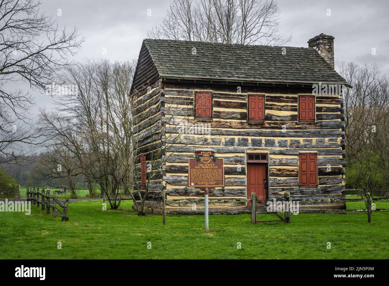 Storica casa di tronchi DeWitt - Oxford - Ohio Foto Stock