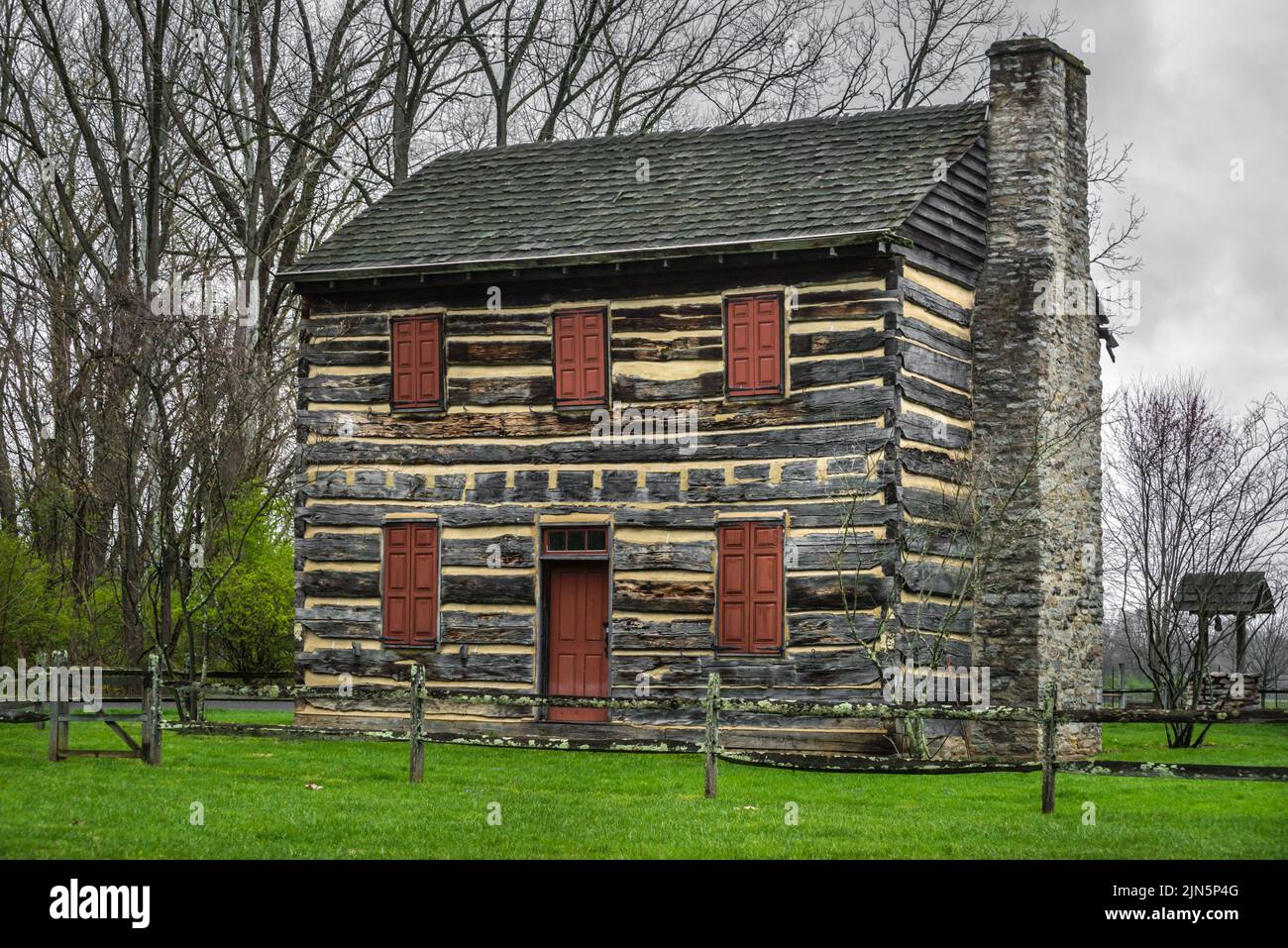 Storica casa di tronchi DeWitt - Oxford - Ohio Foto Stock