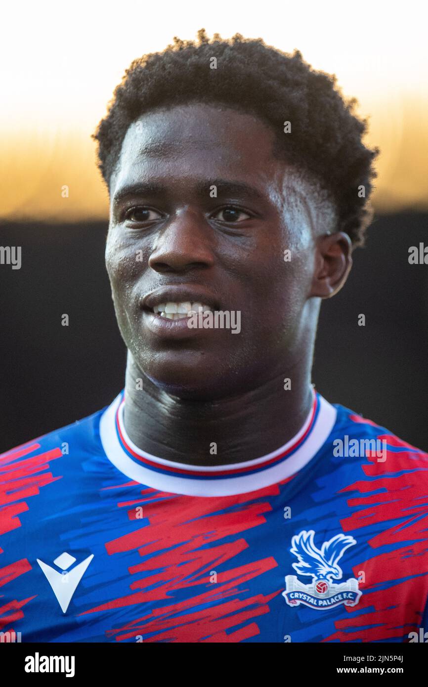 LONDRA, INGHILTERRA - AGOSTO 08: Malcolm Ebiowei di Crystal Palace durante la partita della Premier League 2 Divisione 1 tra Crystal Palace U21 e Brighton & Hove Albion F.C. U21 a Selhurst Park il 8 agosto 2022 a Londra, Regno Unito. (Foto di Sebastian Frej) Credit: Sebo47/Alamy Live News Foto Stock