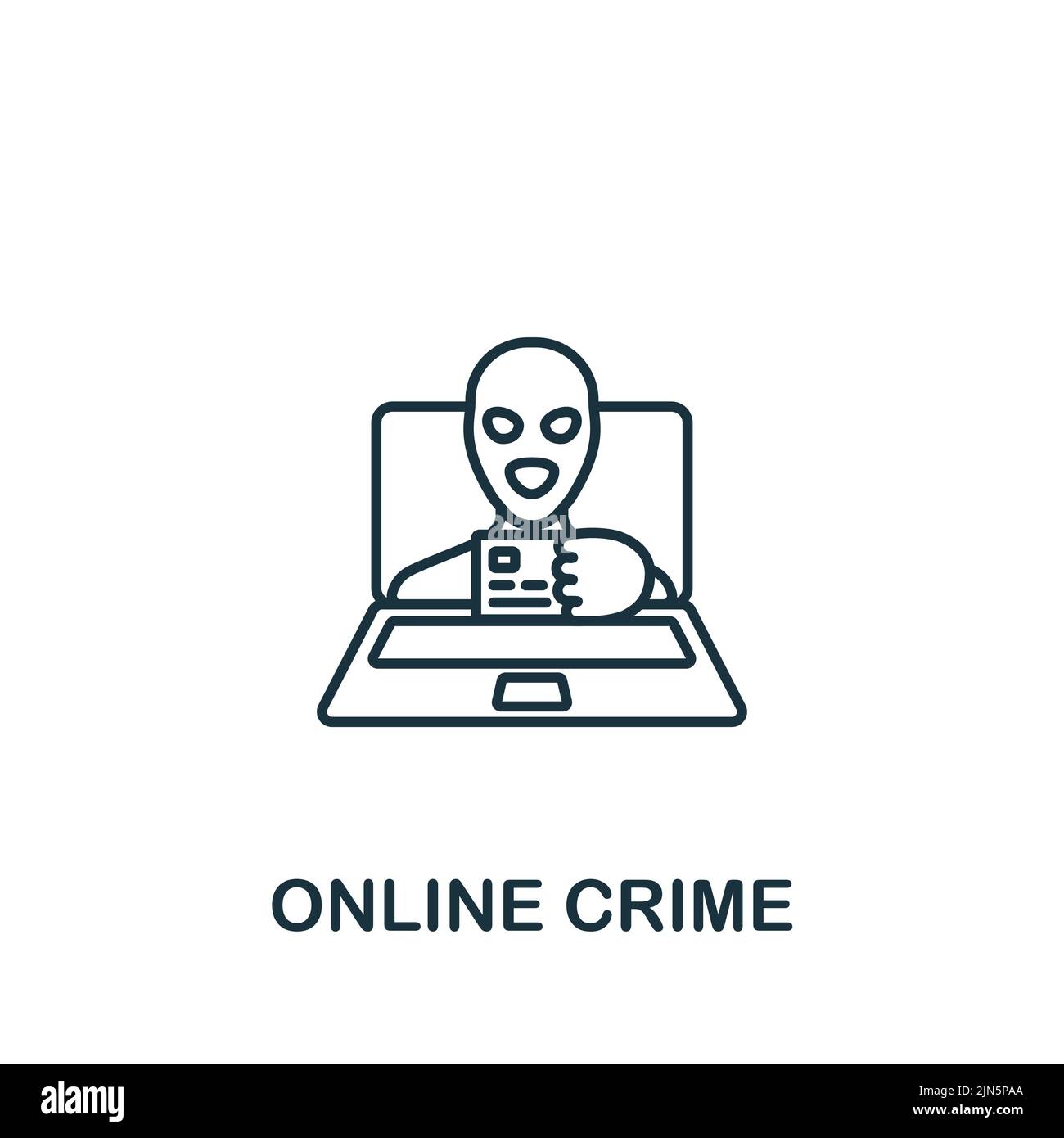 Icona del crimine online. Icona monocromatica Simple Cybercrime per modelli, web design e infografiche Illustrazione Vettoriale