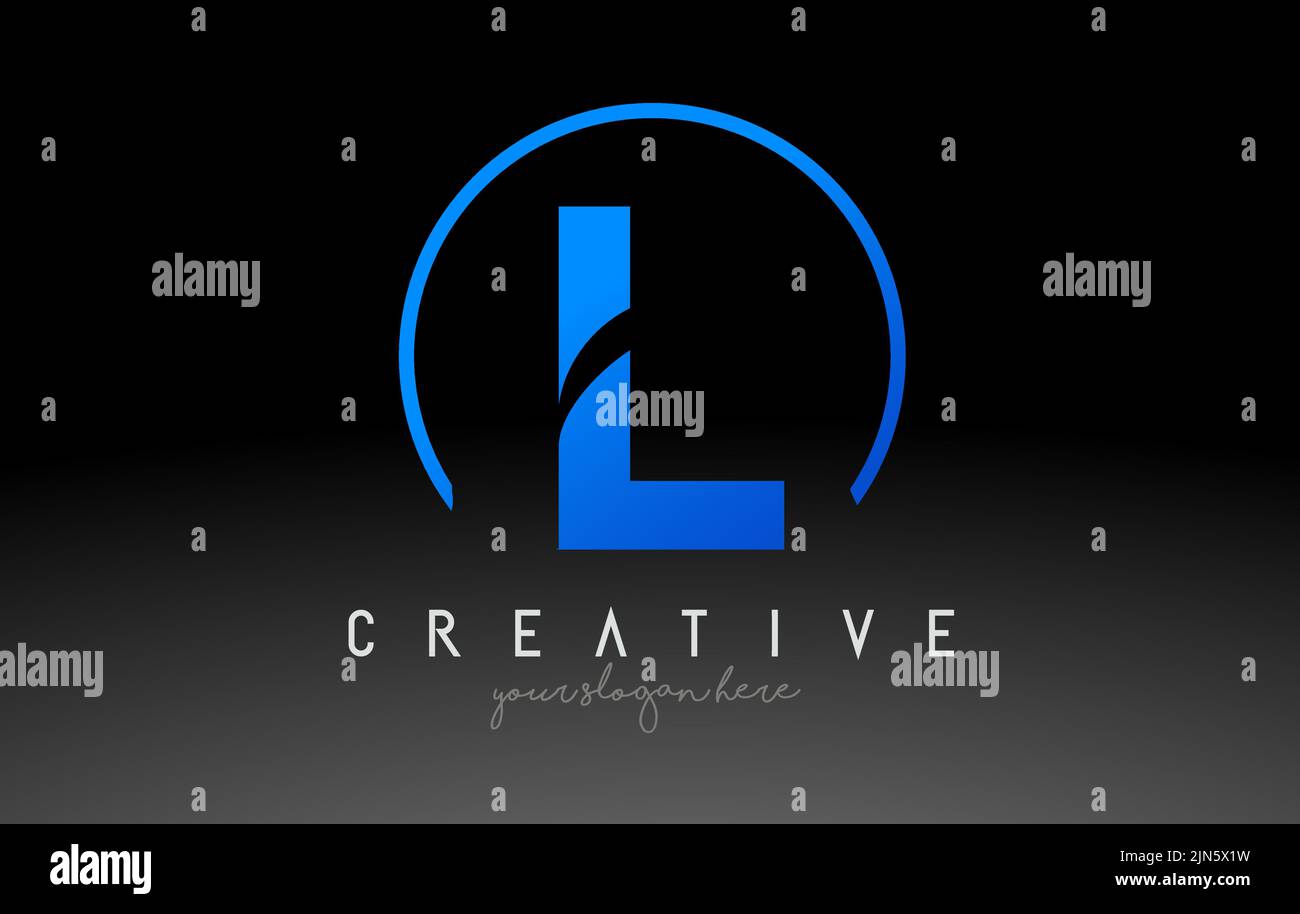 Logo L Letter con colore blu nero. Cool Modern Icon Letters Logo Vector. Illustrazione Vettoriale