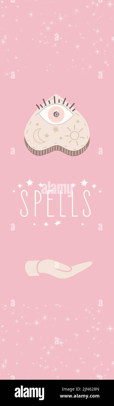 Composizione del testo delle incantesimi sulla forma con l'icona dell'occhio Foto Stock