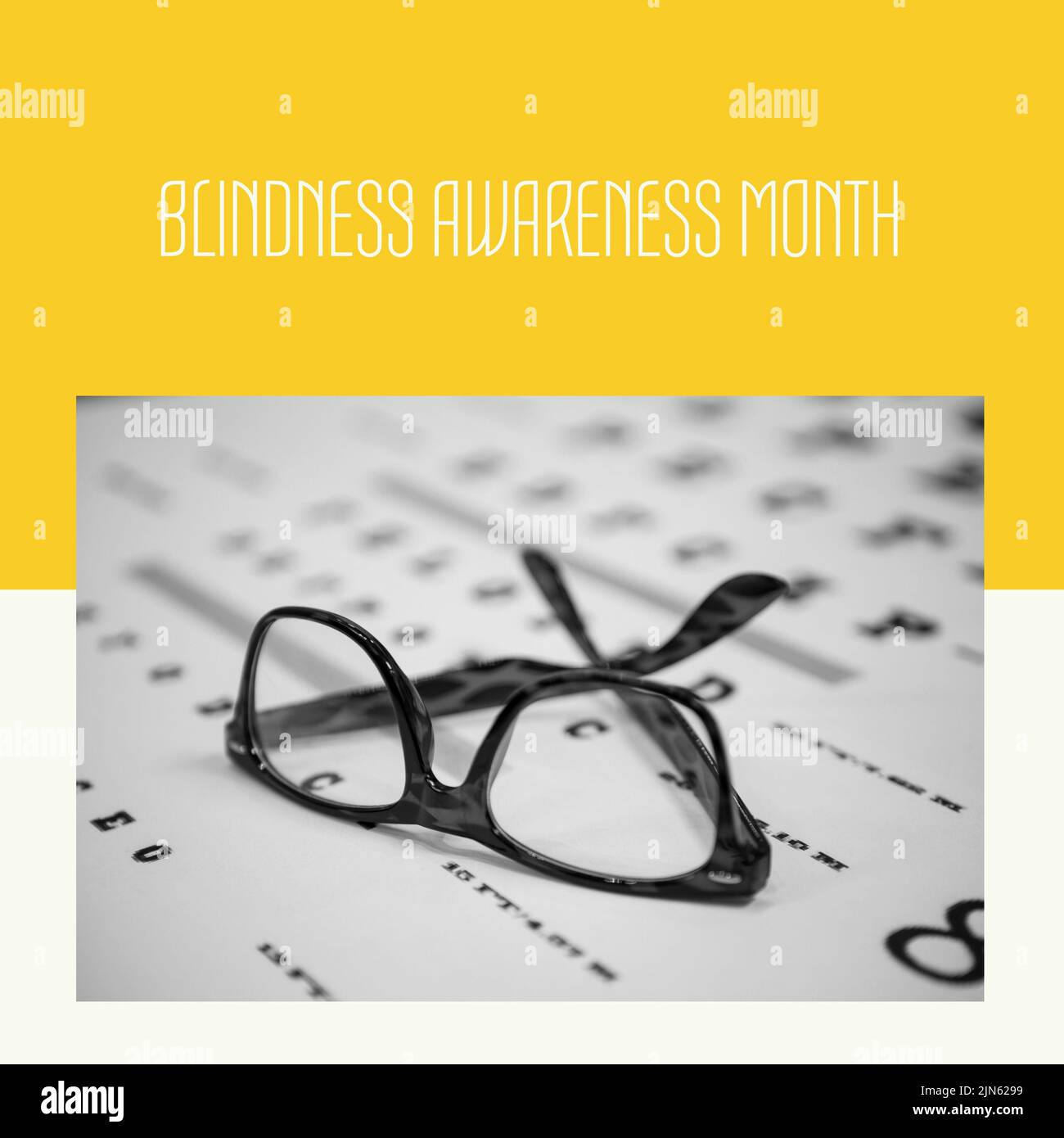 Composizione del testo del mese della consapevolezza della cecità e degli occhiali da lettura Foto Stock