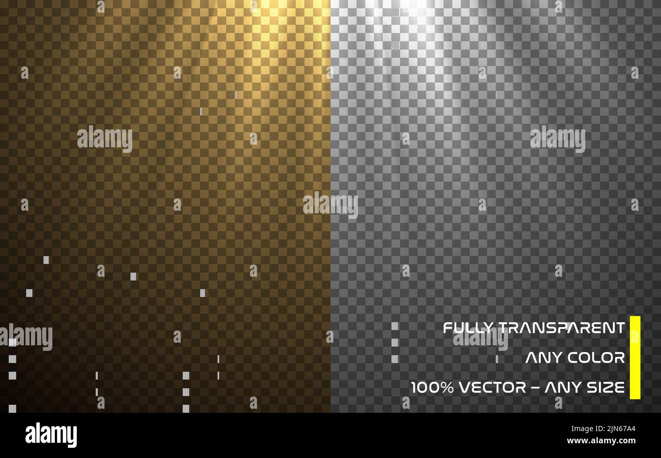 Effetto luminoso bianco su sfondo trasparente, utilizzabile con qualsiasi colore di sfondo. Decorazione vettoriale effetto lucido con raggio. Burst luminoso Illustrazione Vettoriale