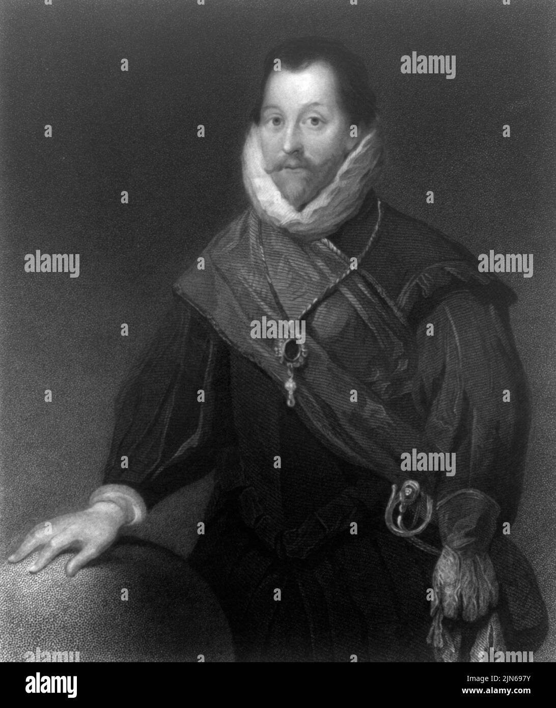 Ritratto di Sir Francis Drake, la famosa epoca elisabettiana ammiraglio e infame a molti (in particolare lo spagnolo) come un bucaneer -- Foto: Geopix Foto Stock
