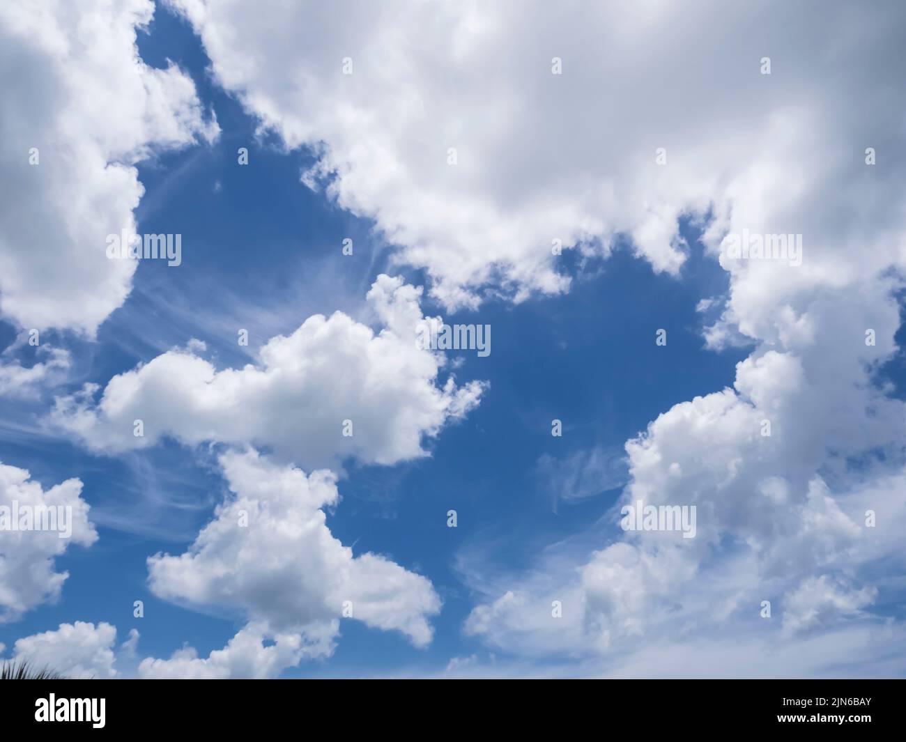 Il bianco delle nuvole in cielo blu su Southwest Florida Foto Stock