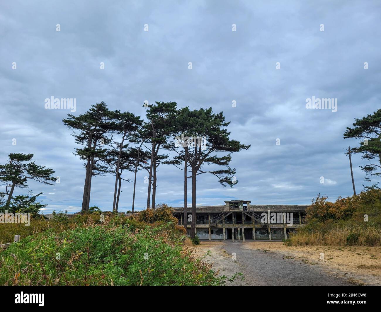 La vista di Fort Worden Artillery Battery. Washington, Stati Uniti. Foto Stock
