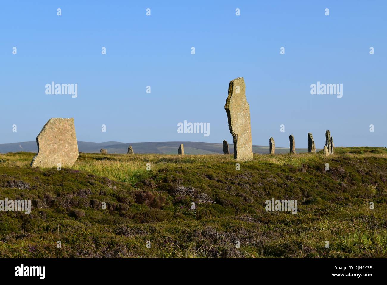 Anello di Brodgar Stones in piedi Foto Stock