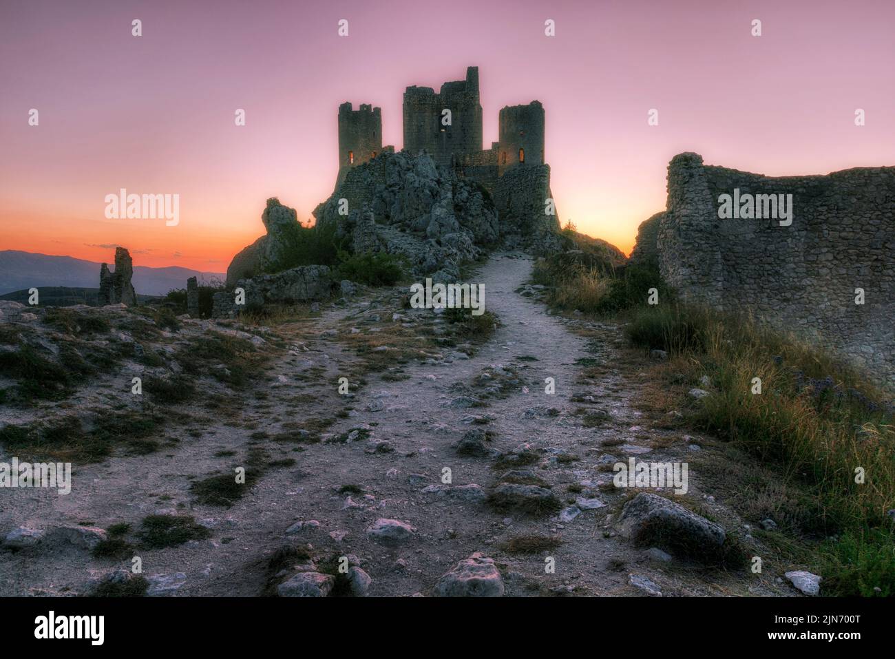 Rocca Calascio, l'Aquila, Abruzzo, Italia Foto Stock