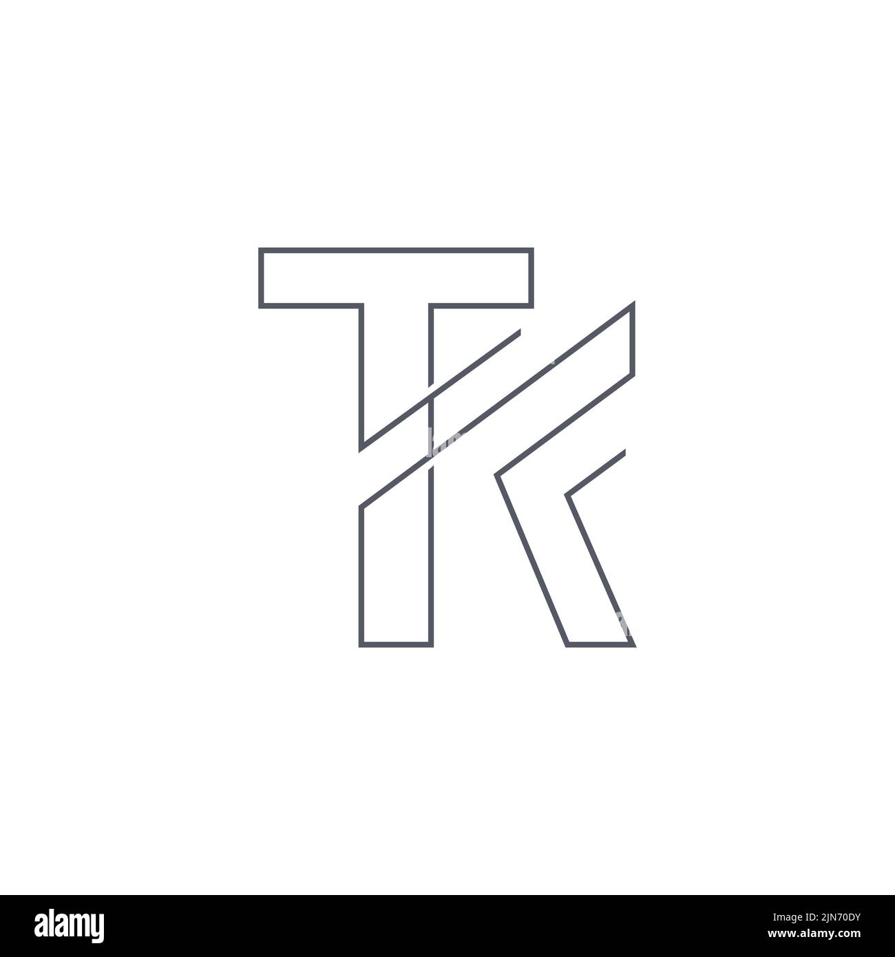 Vettore iniziale di disegno del logo tipografico TK. Logo Creative line art con combinazione di lettere T e K sofisticato logo di lusso Illustrazione Vettoriale