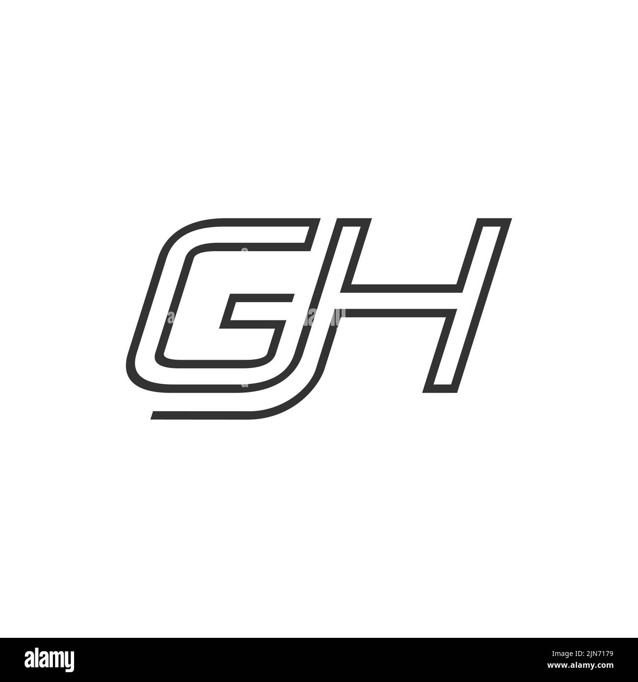 Vettore iniziale di disegno del logo con lettere GH. Logo Creative line art con combinazione di lettere G e H. Illustrazione Vettoriale